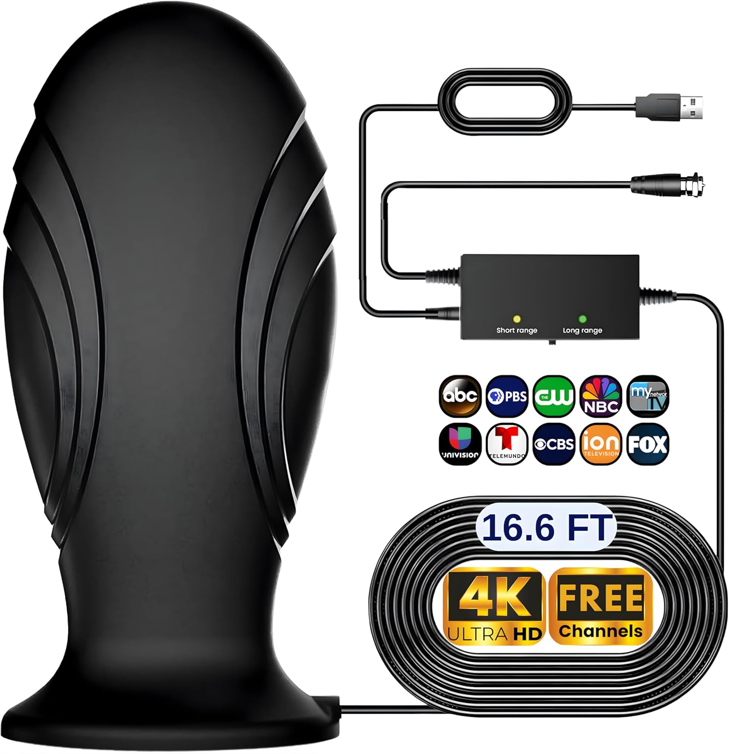 2026 TV Antenna for Local Channels - 2800+ miles Long Range 360° Reception Signal TV Antenna Indoor with Amplifier Signal Booster-Digital Indoor Antenna for Smart TV-Supports HDTV 4K HD (ModernEdge A)