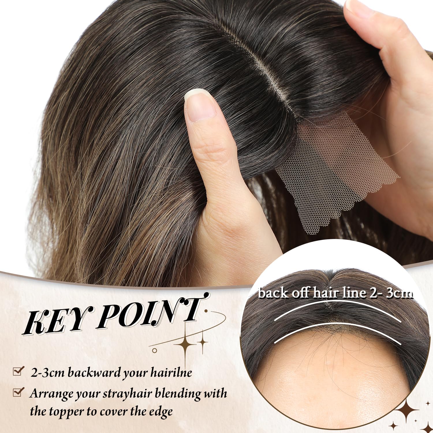 Ms Taj Topper per capelli castani da donna con capelli diradati, 50,8 cm