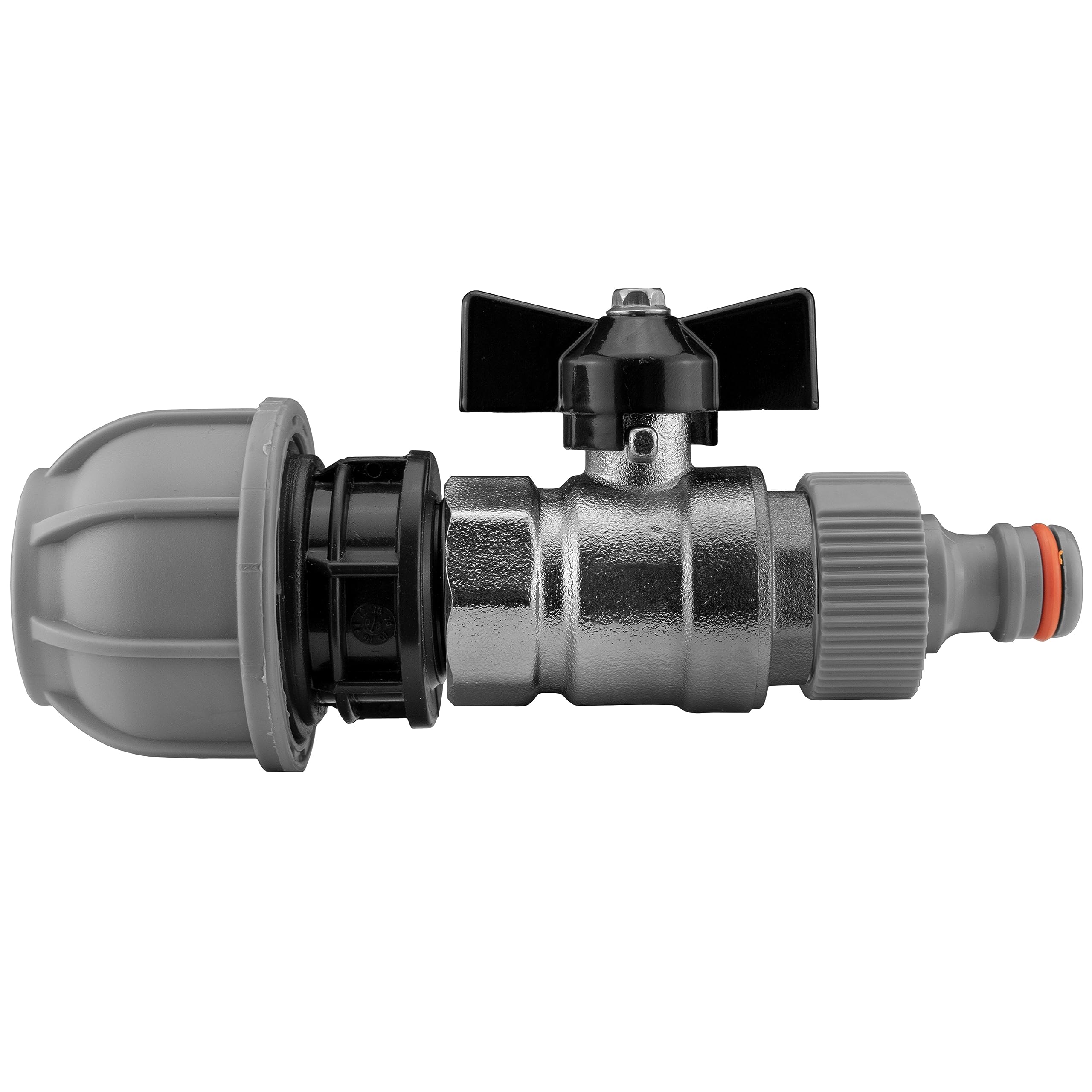 mdpe Compression Water Supply Pipe Fitting to Metal Butterfly Valve-Universal Click-Lock Hose Connection kit,for 20mm,25mm or 32mm Pipe (20mm mdpe) โ image 1