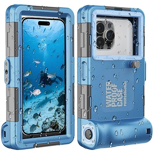 Towevine 2026Underwater Snorkeling Diving Phone Case for iPhone 17/16/15/14/13/ Pro Max/XR/XS/X Galaxy S24/S23/S22.[50ft/15m] Professional Scuba Dive Waterproof Case Underwater Photo Video Blue