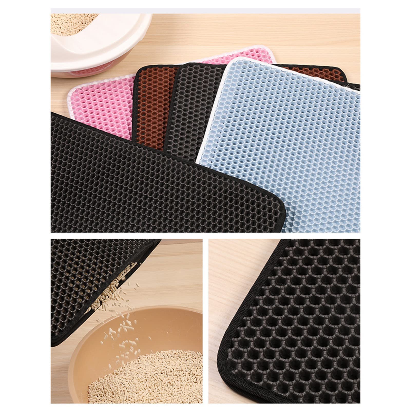 Naroote Tapis de Litière pour Chat, Construction à Double Couche, Facile à Utiliser pour Les Propriétaires de Chats, Tapis Imperméable (Bleu bébé)