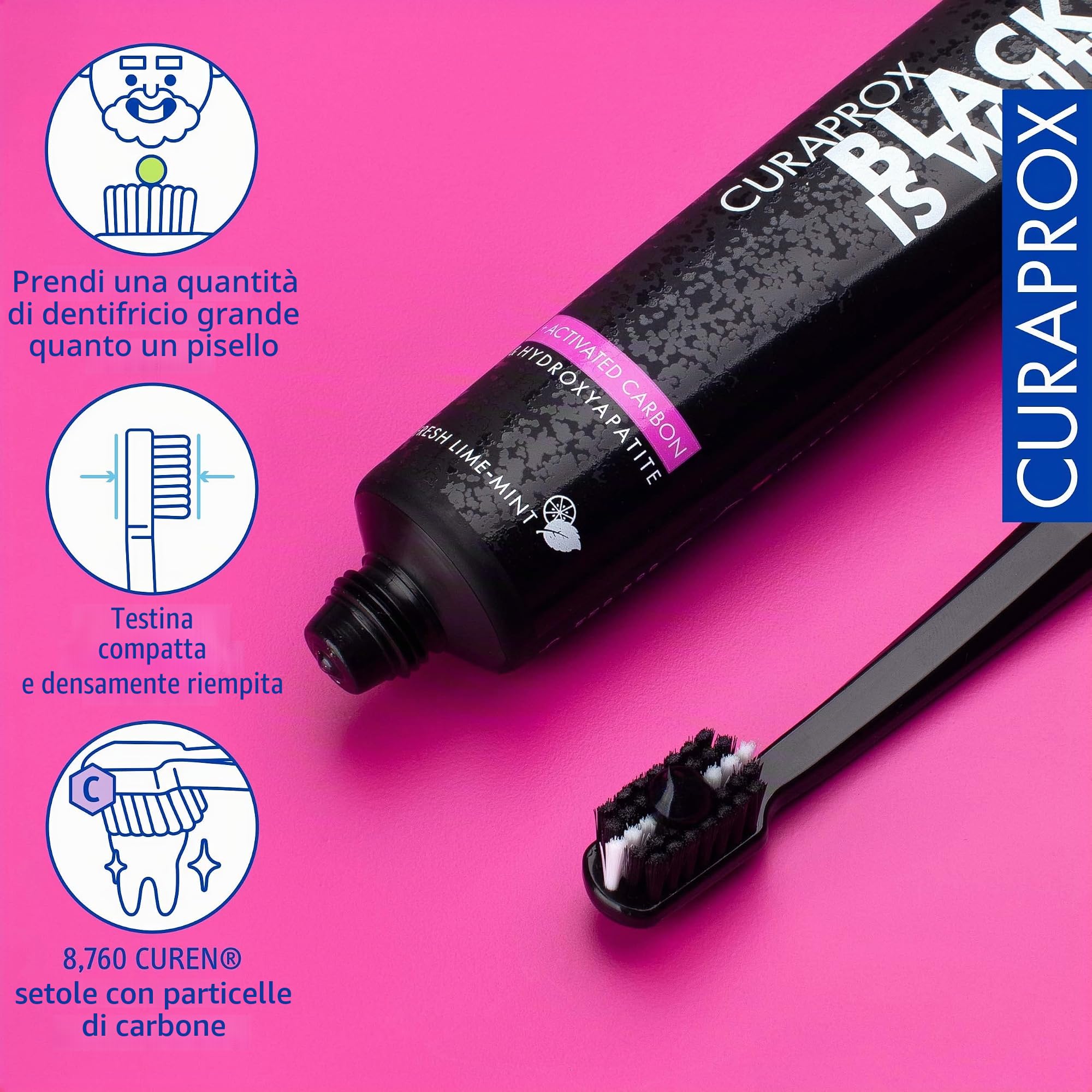 Curaden Healthcare Dentifricio Al Carbone Attivo Curaprox - 15 ml