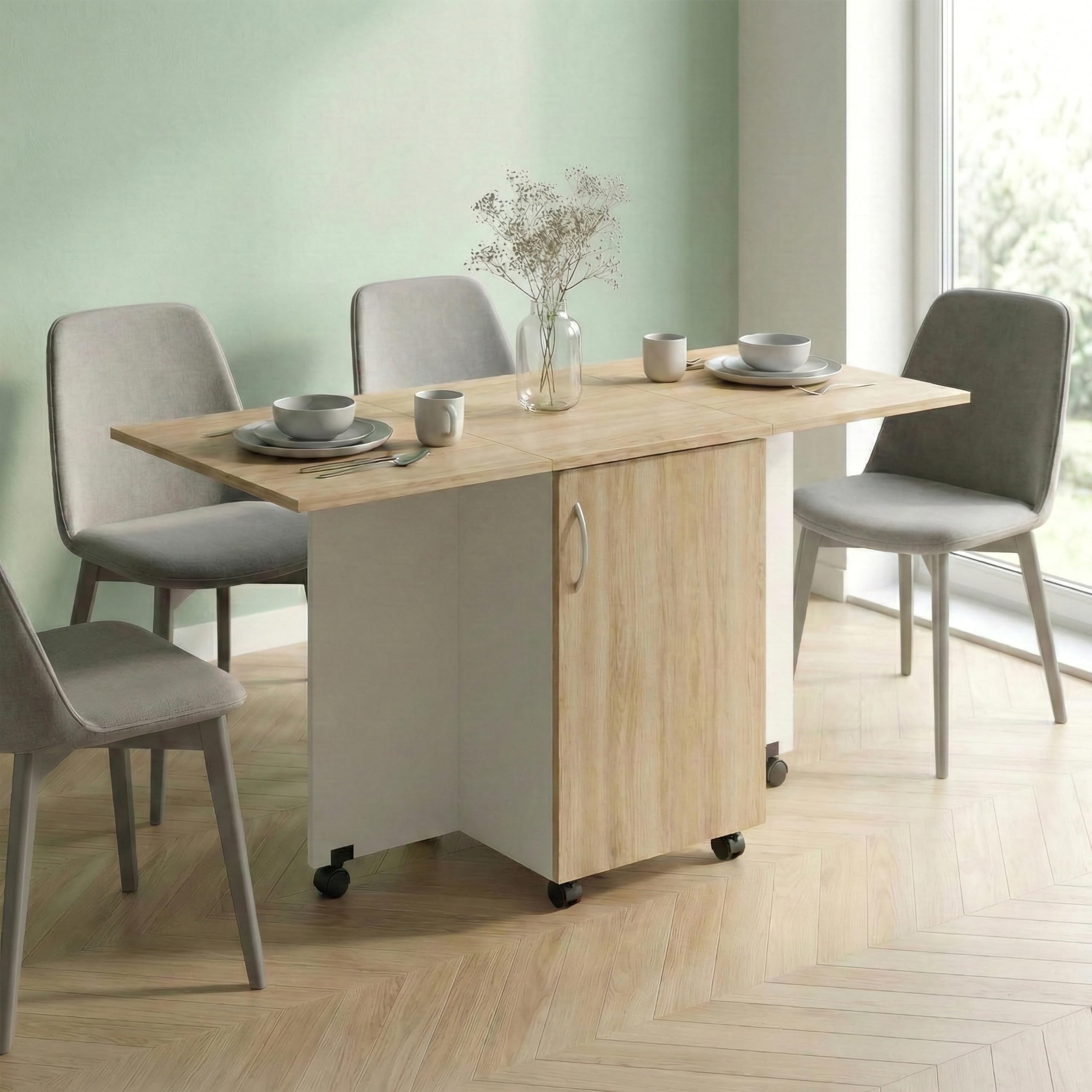 Klaxon Dining Table 6 Seater with Metal Legs | Modern Dining Table in Black & Forest Dark Finish | Strong Dining Table (Oak White-2, DIY Installation)-image-47