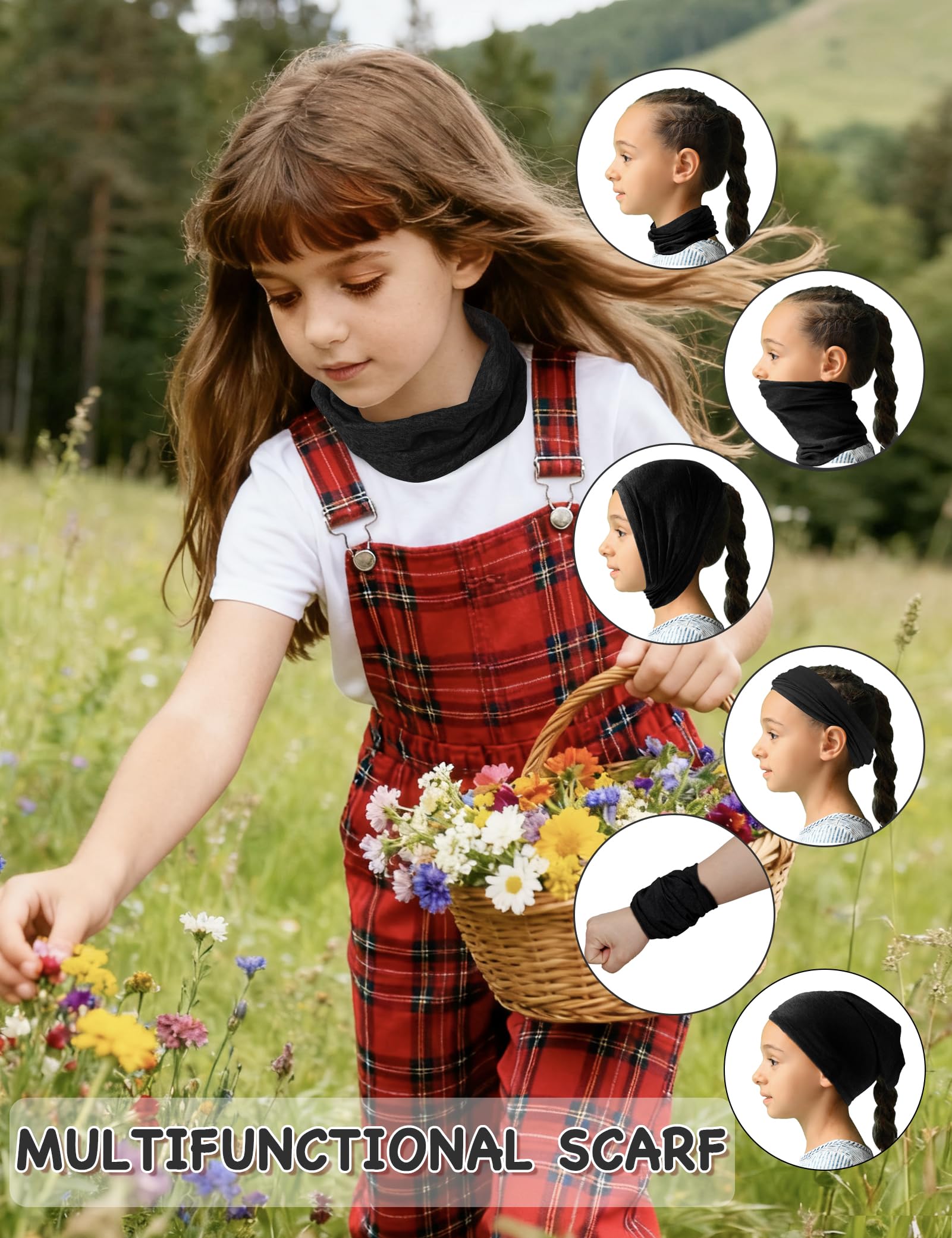 Kiiwah 2 Piezas Braga Cuello Fino para Niño Niña, Bufanda Niño Transpirable para Primavera Verano