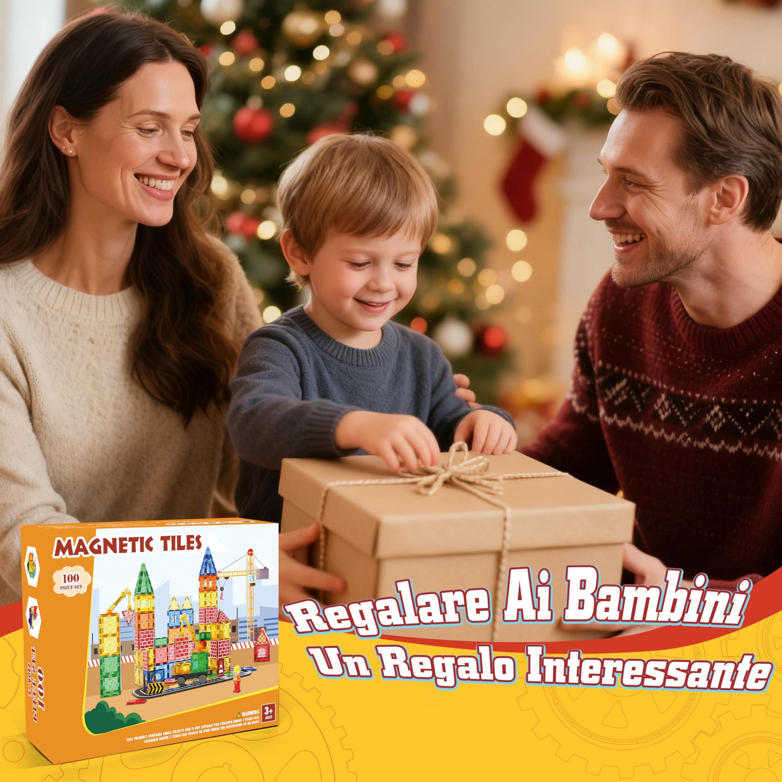 JONRRYIN Costruzioni Magnetiche Strada, Costruzioni Magnetiche per Bambini 100 pezzi con Gru e Building, Tessere Magnetiche Blocchi Magnetici Giocattoli Tiles Magnetic 3 4 5 6 anni