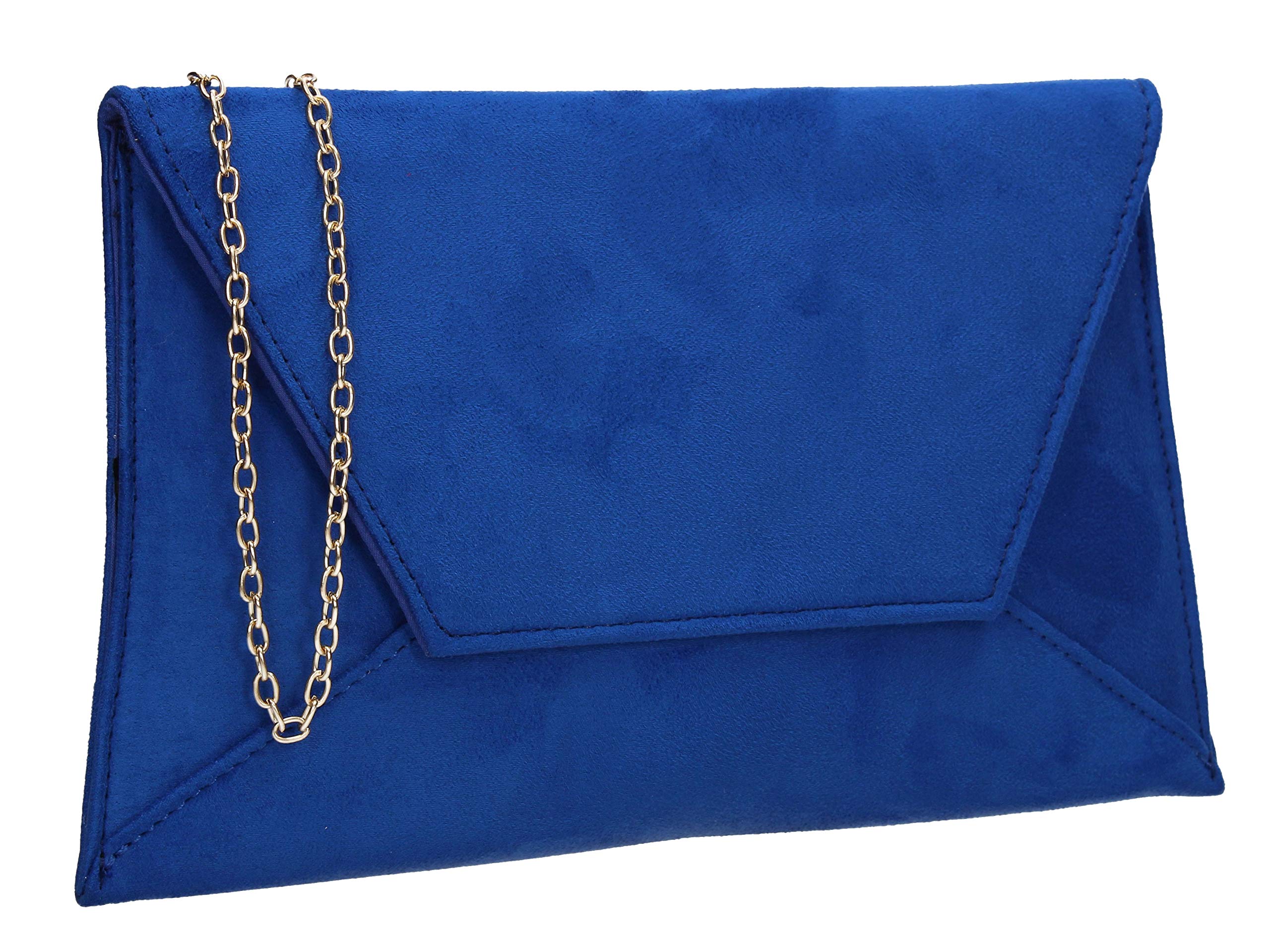 SwankySwans Dory Suedette Slim Party Prom Wedding Bridal Clutch Bag Royal Blue