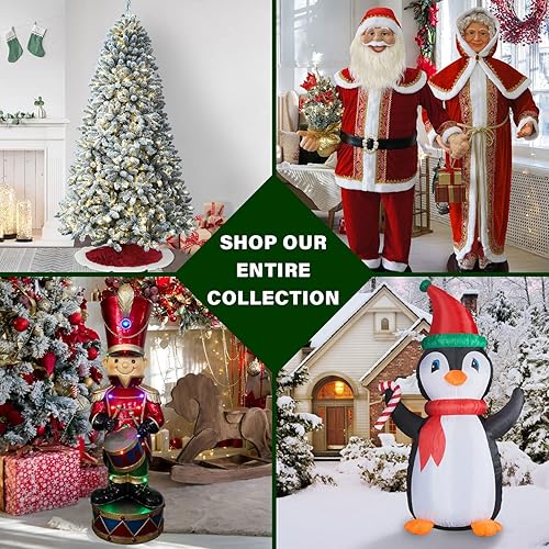 Miniatura 39 de Fraser Hill Farm Árbol de Navidad artificial flocado de pino de Alaska de 12 pies con luces LED blancas cálidas y soporte, árbol falso plegable