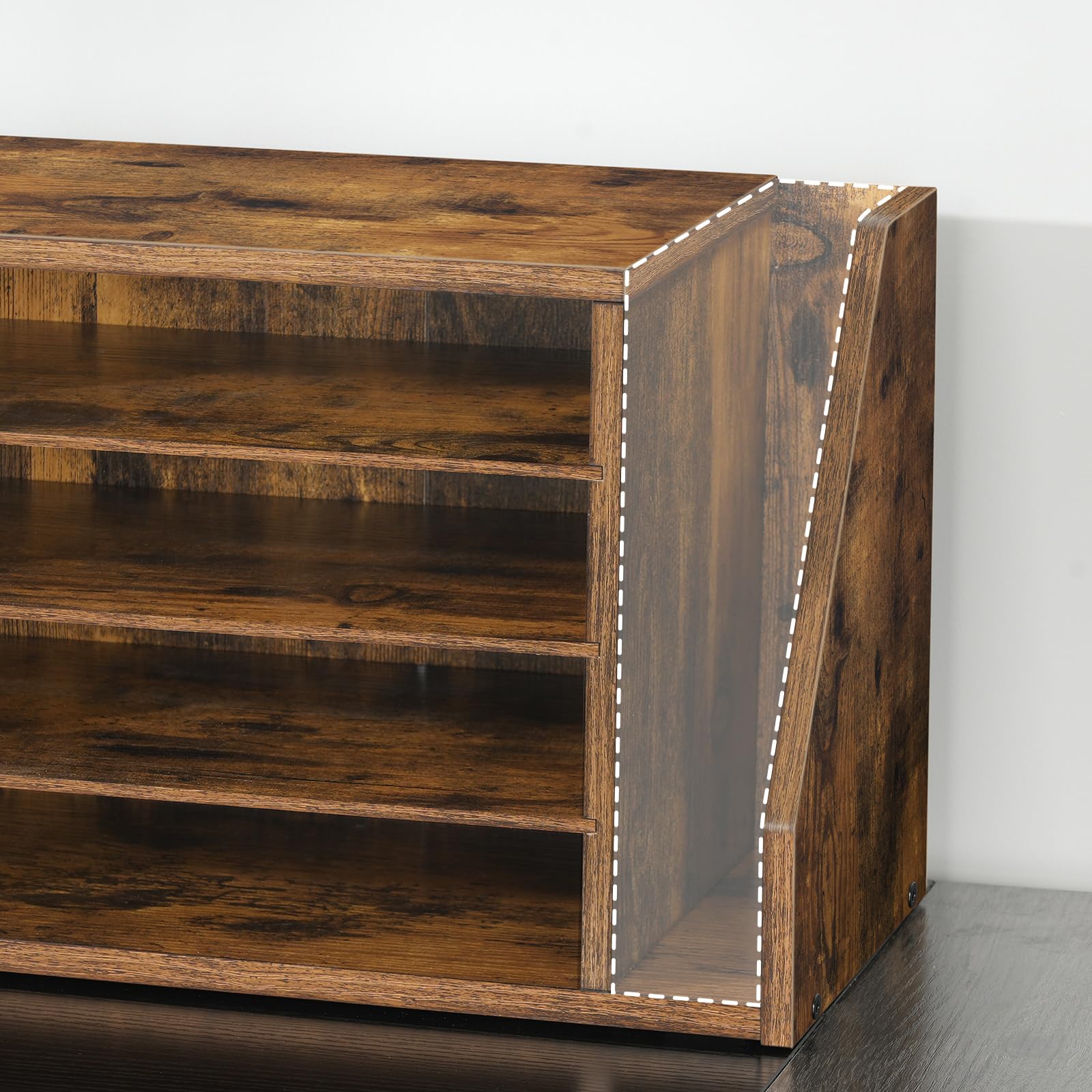 HOOBRO Organisateur à Dossier en bois d’ingénierie, Bannette de Rangement Bureau, Rangement à Courrier, Organisateur de Bureau, pour dossiers, courriers, enveloppes, magazines EFG41WF01