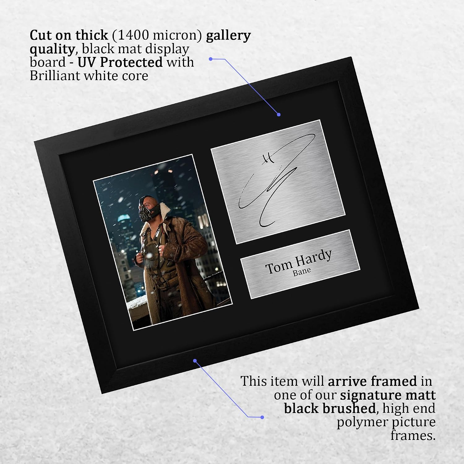 HWC Trading Bane Tom Hardy The Dark Knight Rises Batman Gifts Printed Signed Autograph Picture for Movie Memorabilia Fans - US Letter Framed (ID-009023)