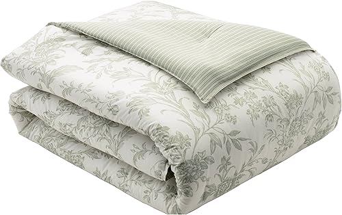 Miniatura 6 de Laura Ashley Home - Juego de funda de edredón tamaño individual, ropa de cama reversible de algodón con funda a juego, decoración ligera del hogar