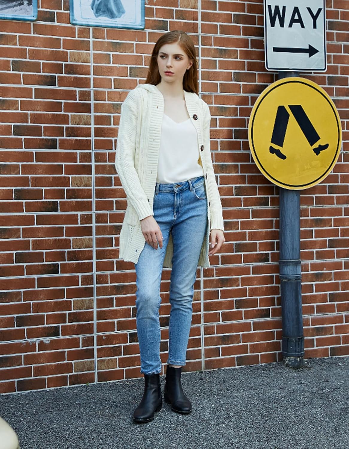 Women's Hooded Open Front Cardigan Long Sleeve Cable Knit Sweaters Outwear with Pockets - Image 2