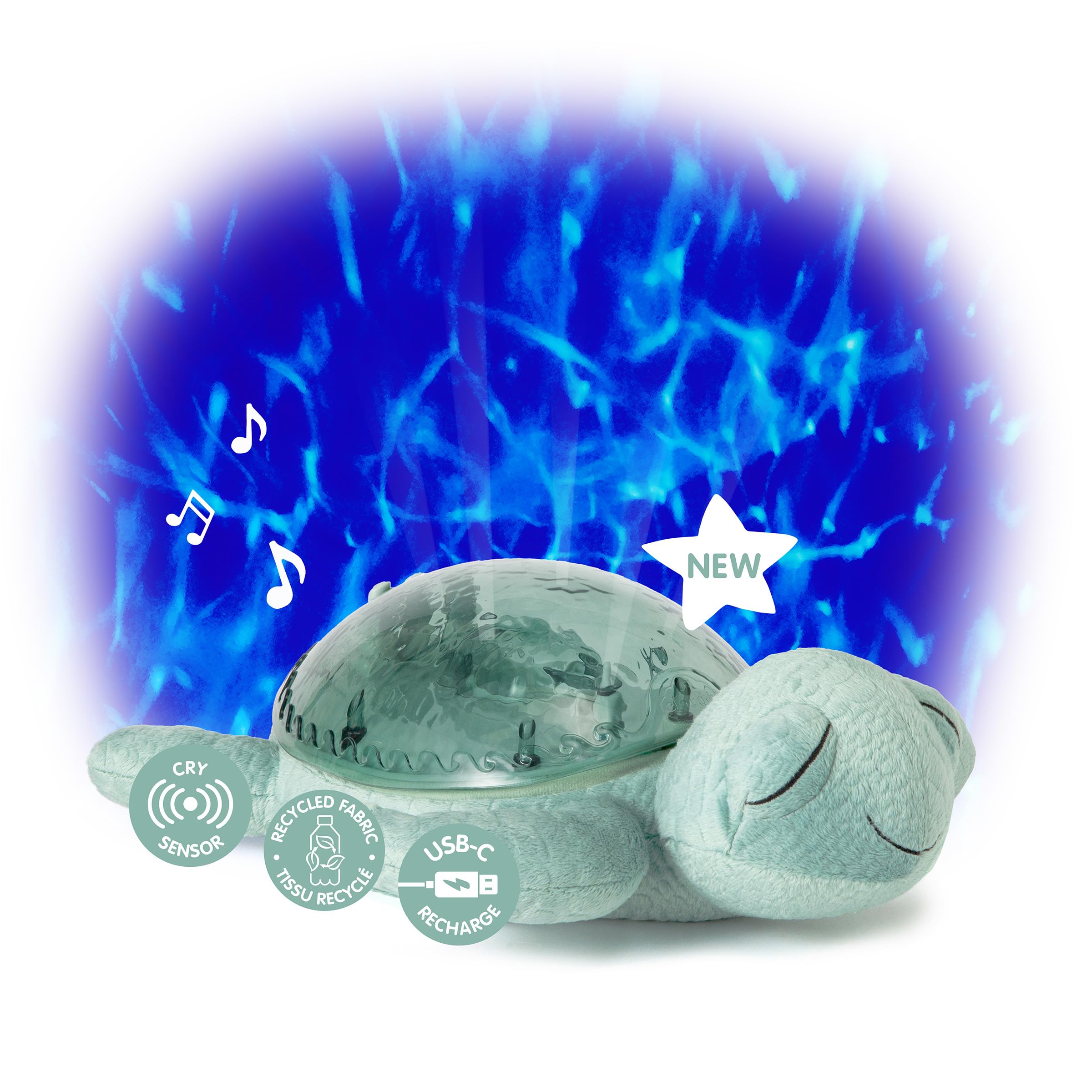 ?Cloud b Ocean Projector Nightlight with 2 White Noises & 2 Soothing Sounds | Adjustable Settings | Cry Sensor | Tranquil Turtle - Green (Rechargeable)