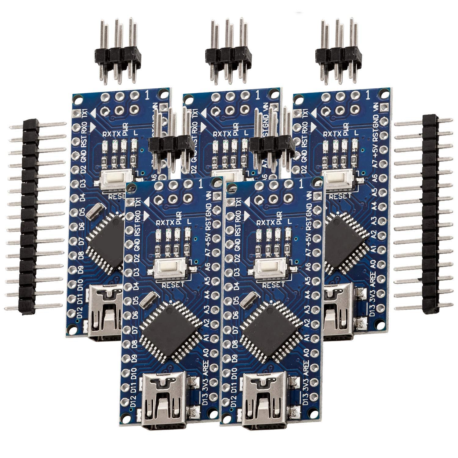 AZDelivery 5 x AZ-Nano V3-Board med Atmega328 CH340 100% kompatibel med ...