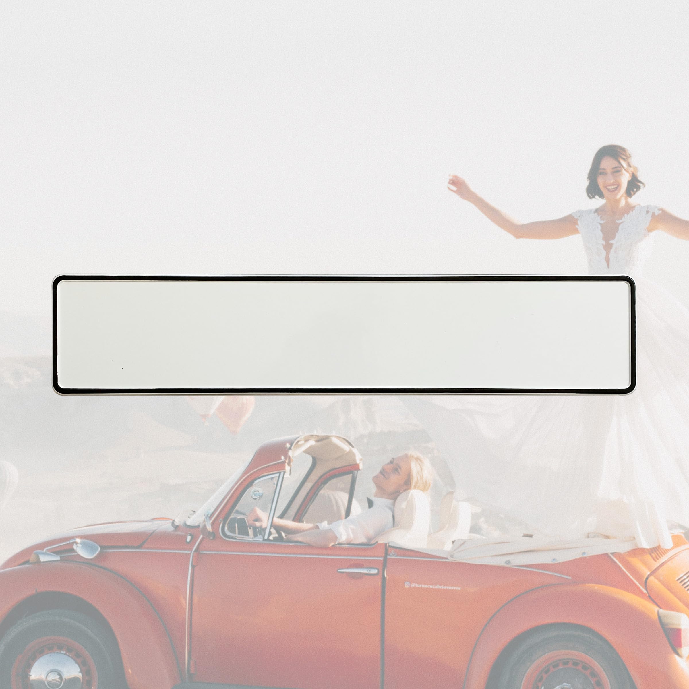 Plaque d'immatriculation vierge 520x110 mm – blanche avec bordure noire – Plaque d'immatriculation en aluminium pour véhicule à personnaliser – Décoration de voiture pour mariage, fête, photos