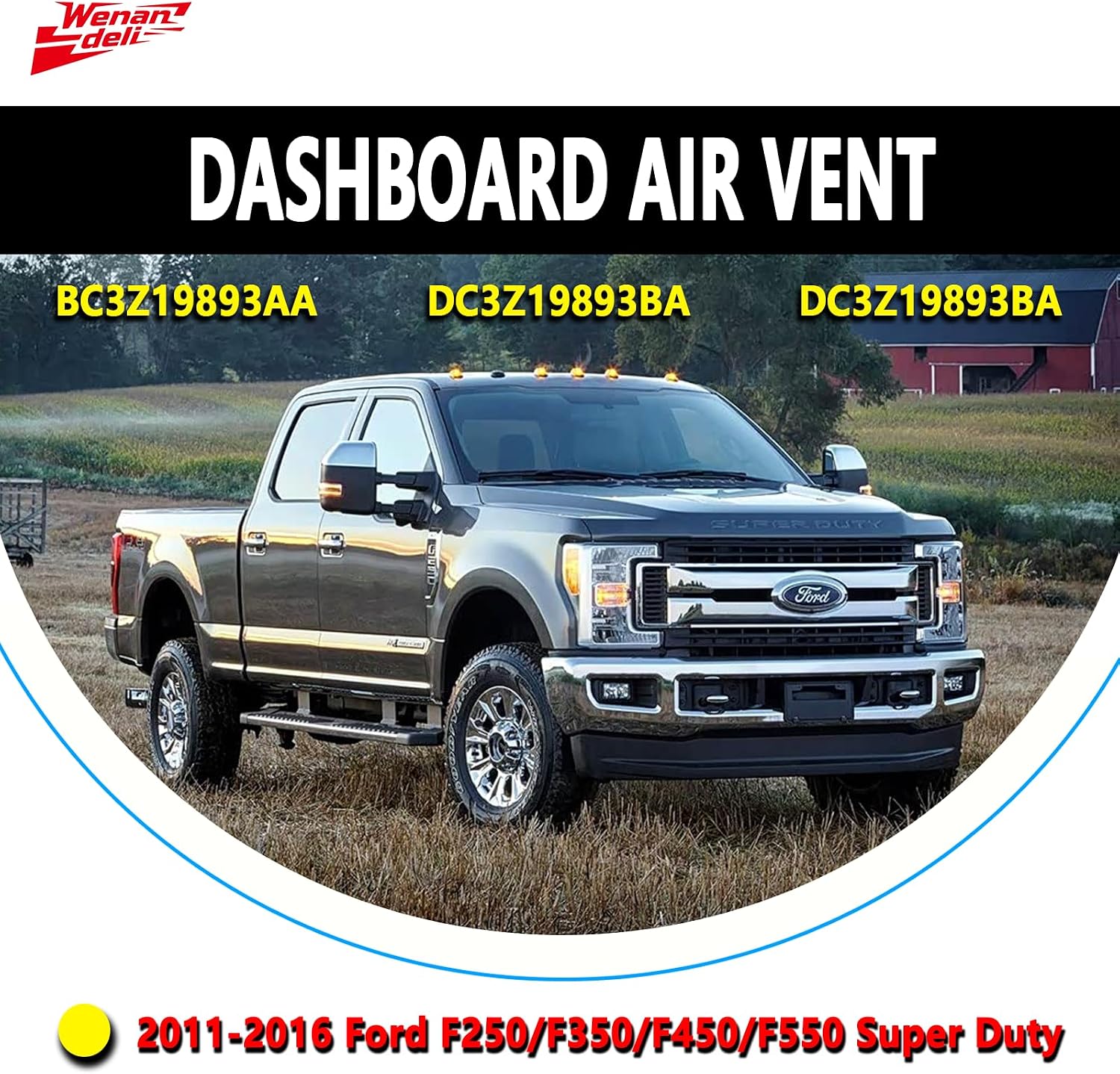 Dashboard AC Heater Air Vent for 2011-2016 Ford F250 F350 F450 F550 Super Duty, BC3Z19893AA (Black) & DC3Z19893BA (Chrome), HVAC Vent Duct Direct Replacement (CFK-0046)