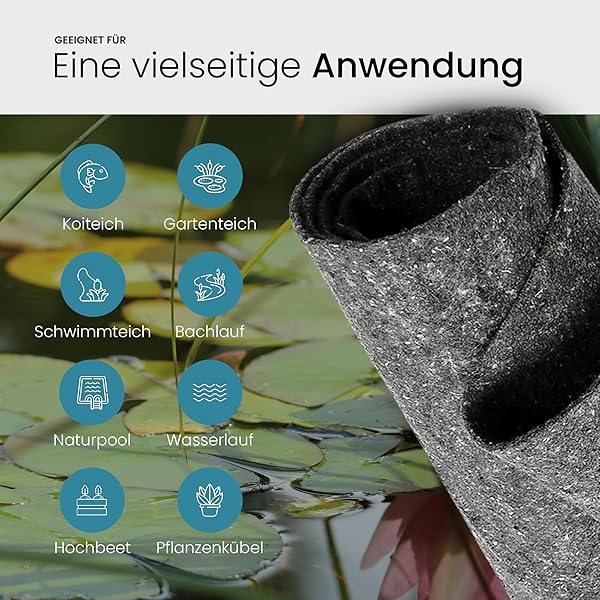 TeichVision - Protective fleece - for pond and pond - Grey - 500 g/m² - 15 x 2 m - 4