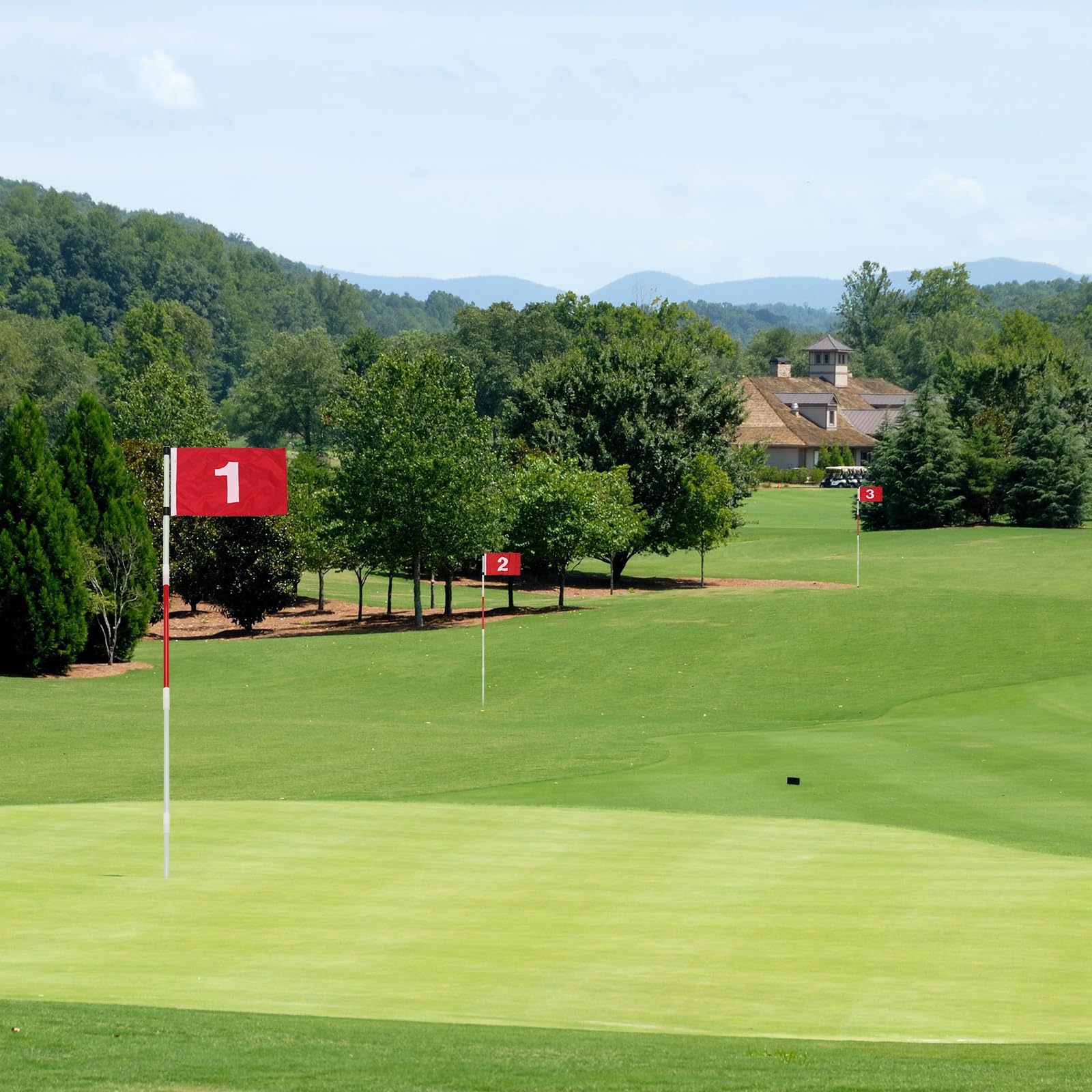 Golf-Flaggenstock, 1,8 m, Nylon-Pin-Flagge, ABS-Loch-Cup-Set, tragbares 5-teiliges Design, nummerierte Flaggen für Driving Range Hinterhof, Putting Green Flags für Golf-Übung