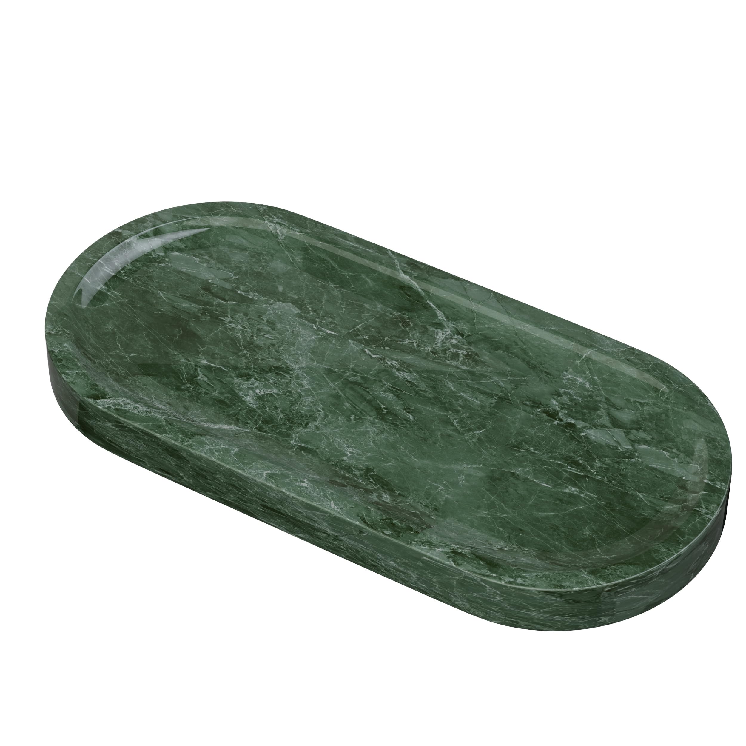 Bandejas para Cosméticos de Mármol Natural,25x12x1.8cm,Verde | Bandejas Decorativas con Almohadilla Antideslizante,Bandeja Organizadora para tocador con Texturas únicas,para Perfumes,Jabón