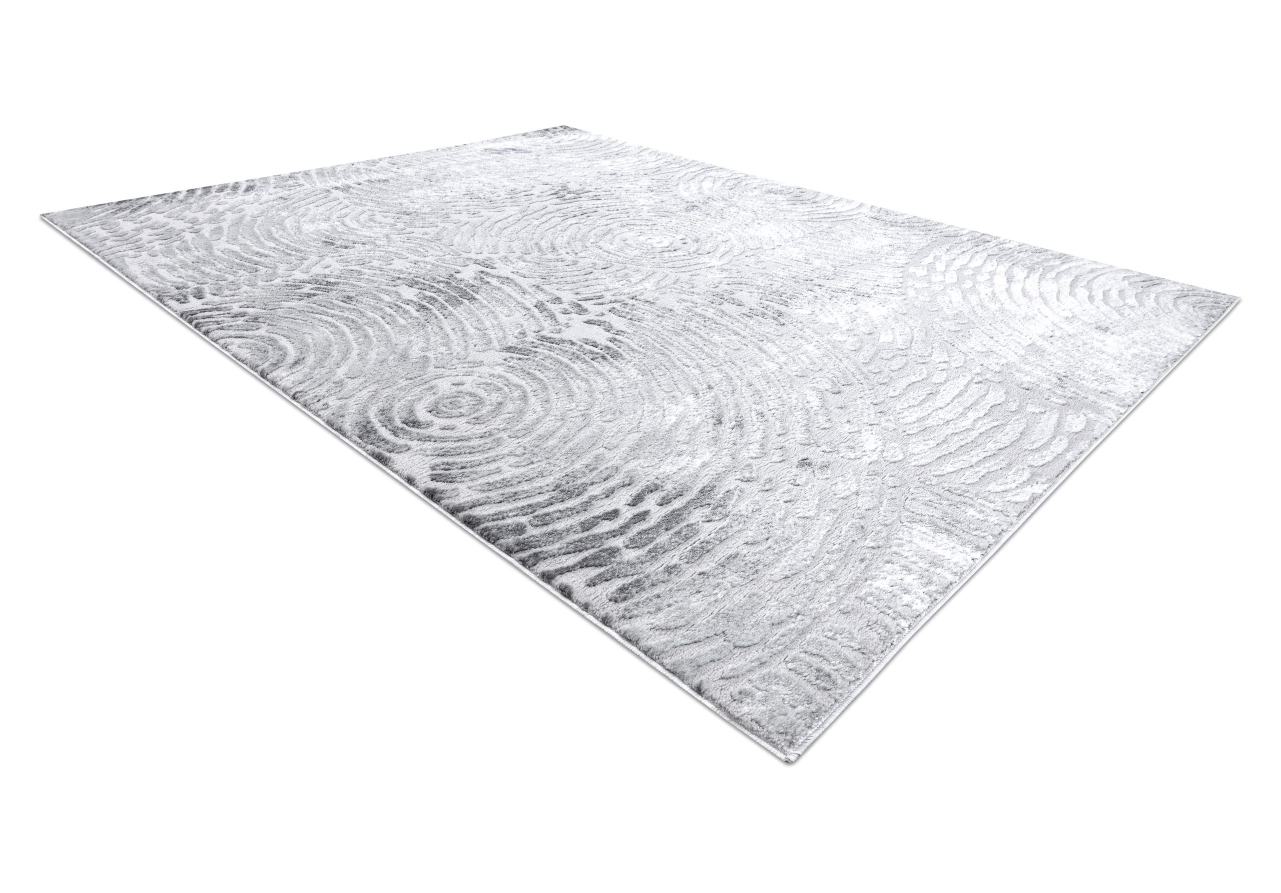 Nowoczesny dywan MEFE, elegancki dywan do salonu, sypialni, okręgów, odcisków palców - strukturalny, dwa poziomy z włókniny, szary, srebrny 240 x 330 cm