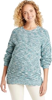 Isabel Maternity Crew Neck Texture Pullover Maternity Sweater -