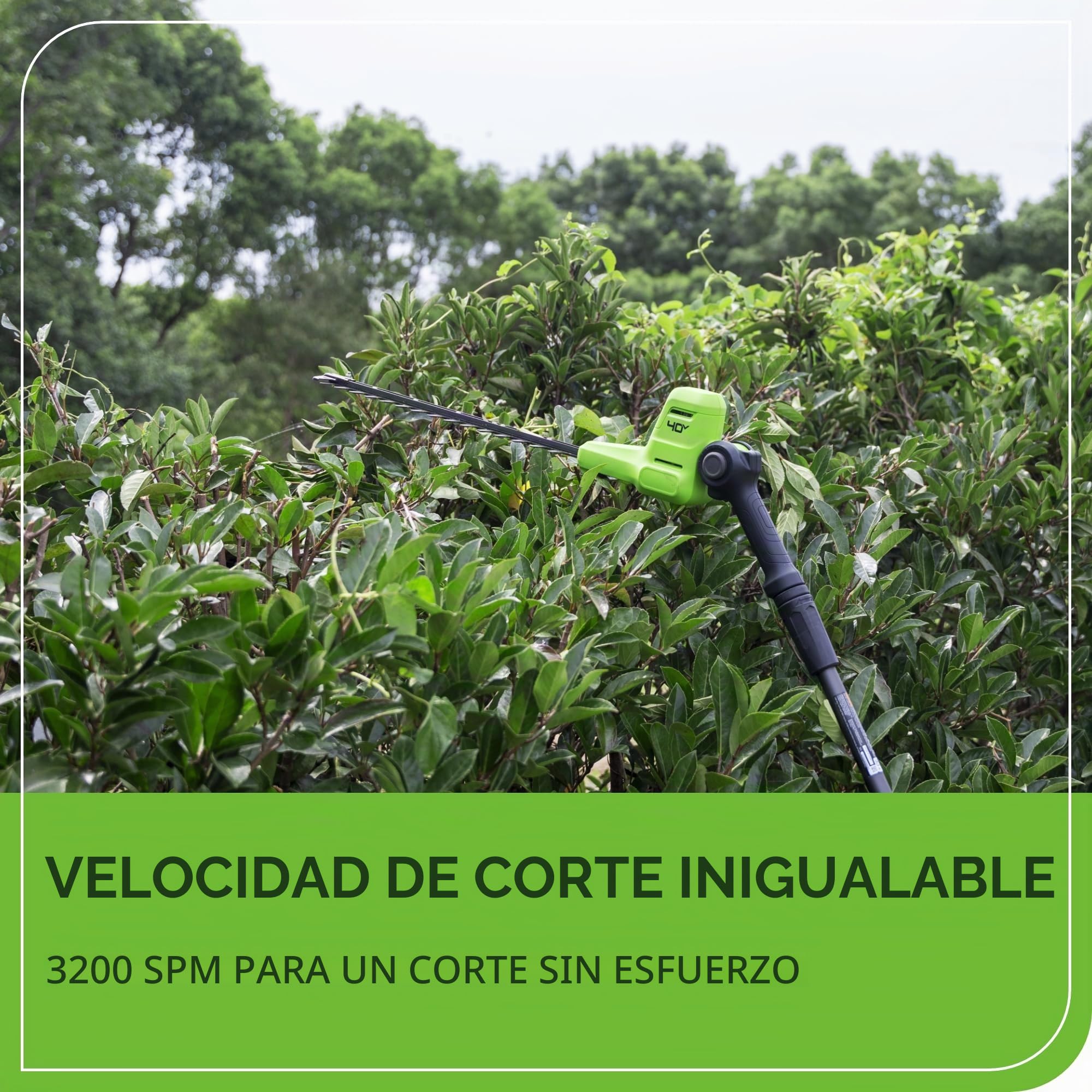Greenworks 40V Cortasetos con Eje Divisible, Cuchillas Doble Acción de 51 cm, Corta Ramas 28 mm Grosor, Pivote Cabezal de 112.5°, 3200 SPM SIN Batería ni Cargador PH40B01-01