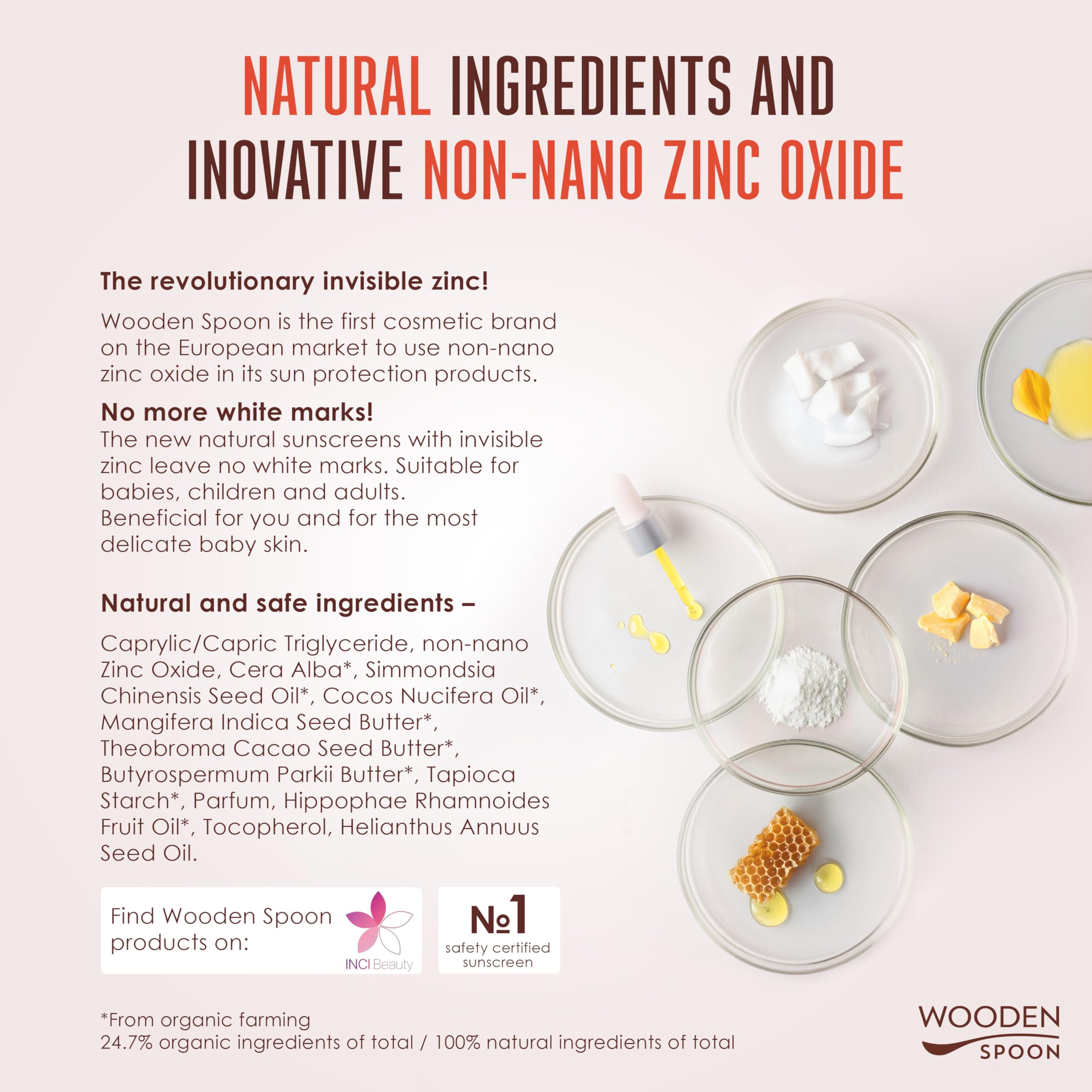 Wooden Spoon Crème Solaire Bio Bébé & Famille “Sweet Mango” SPF 50 – 100% Naturelle, Zinc Invisible, Sans Trace Blanche, Hypoallergénique, Vegan, Résistante à l’eau – 150 ml
