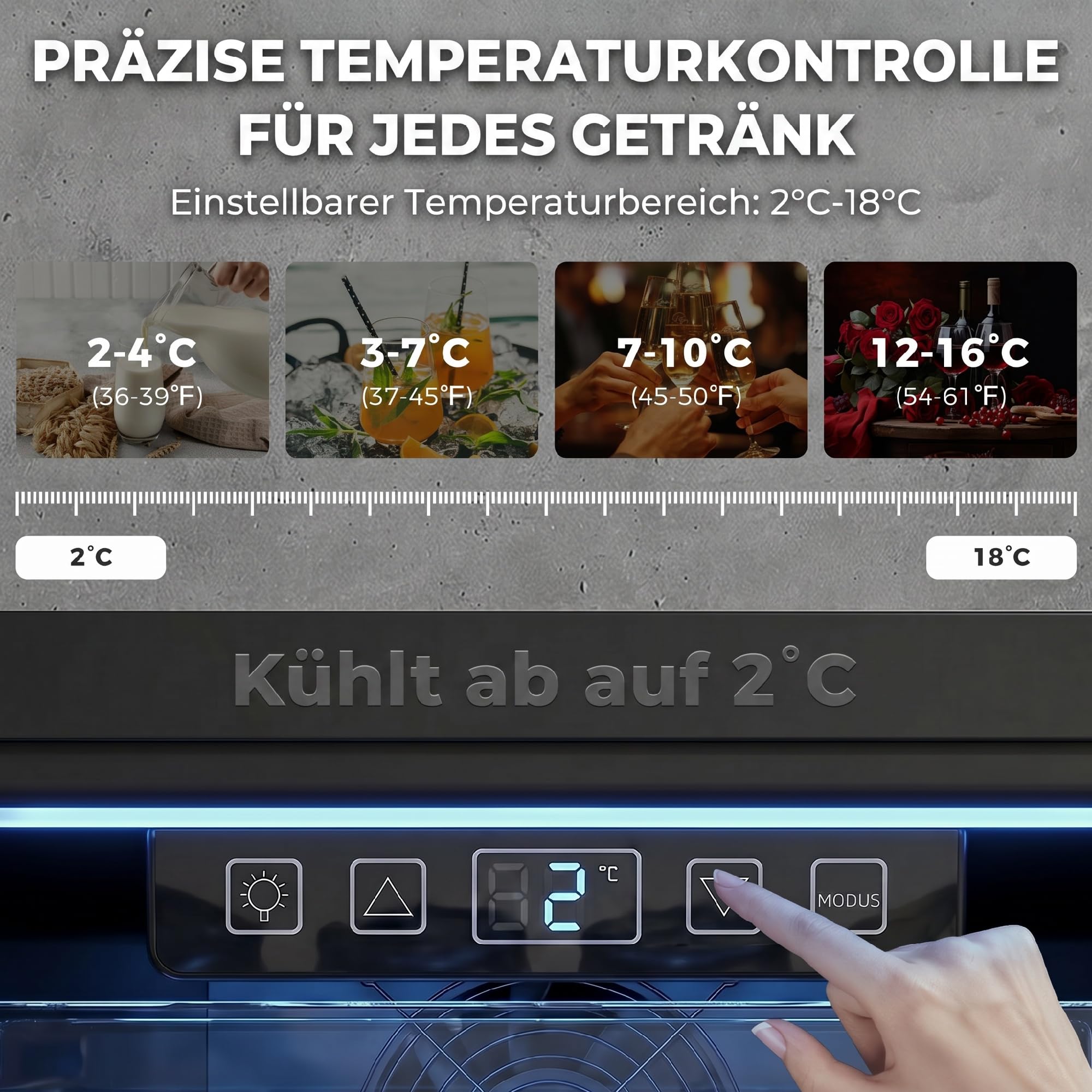 HOMCOM Getränkekühlschrank 70L Mini Kühlschrank mit UV-beständig Doppelglas-Tür, verstellbaren Regalen, LED-Beleuchtung & Display