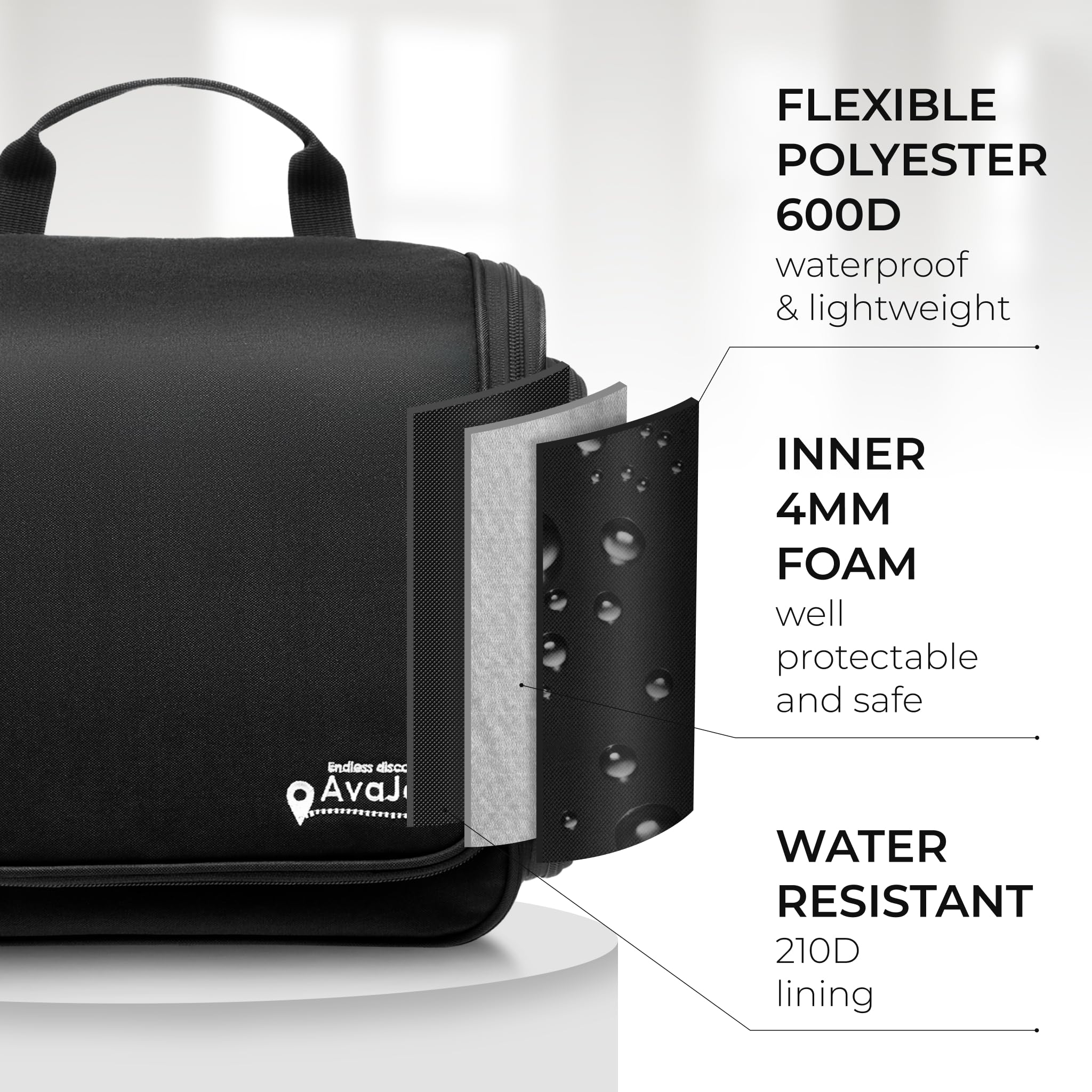 Neceser de viaje para hombres y mujeres, organizador grande de artículos de tocador colgante, bolsa de higiene impermeable con gancho giratorio de metal XXL, con cremalleras resistentes y 19
