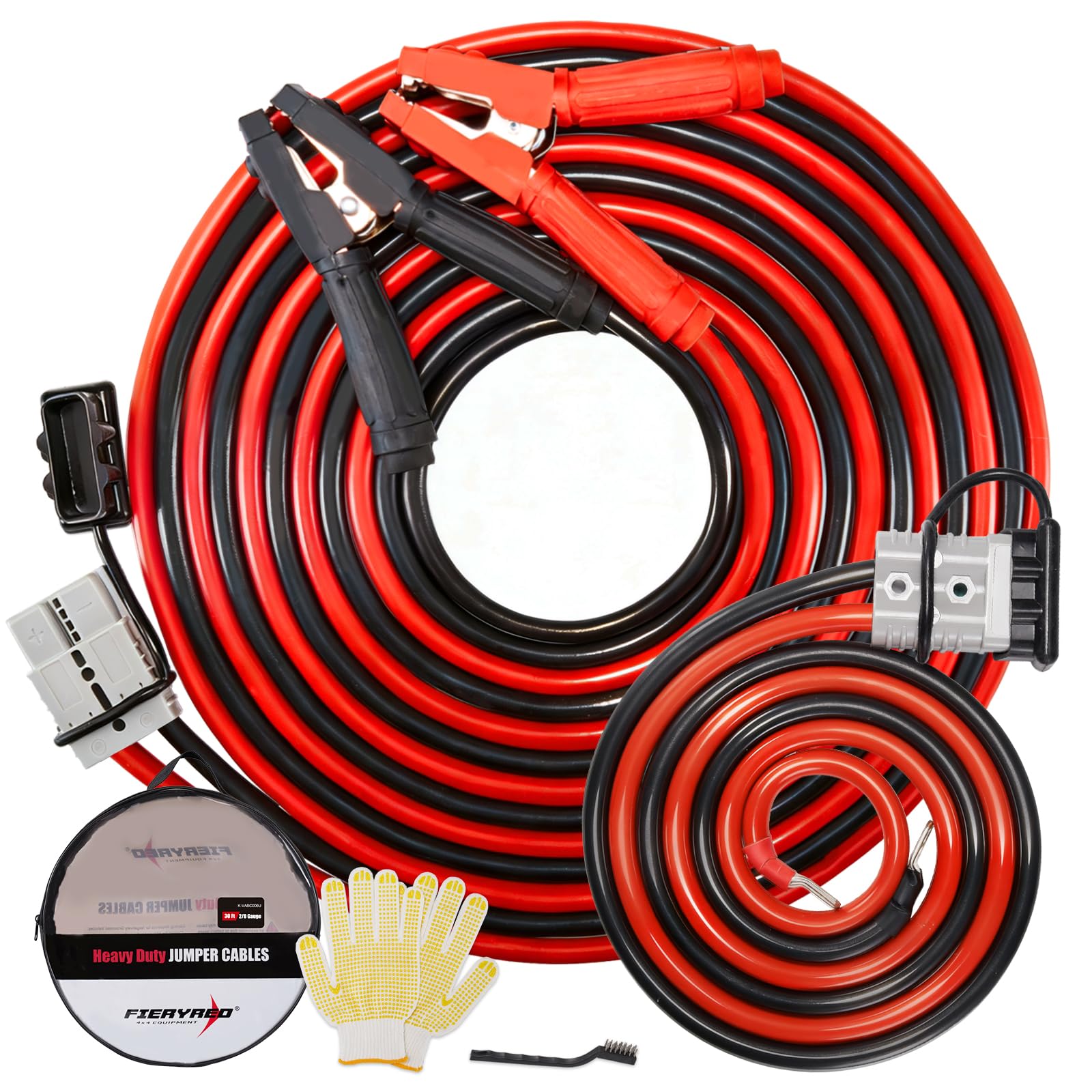 FIERYRED Cavi jumper a connessione rapida, calibro 2/0, 1500 A, resistenti con borsa da viaggio, cavo di avviamento per batteria resistente, per camion, camion diesel, SUV e auto