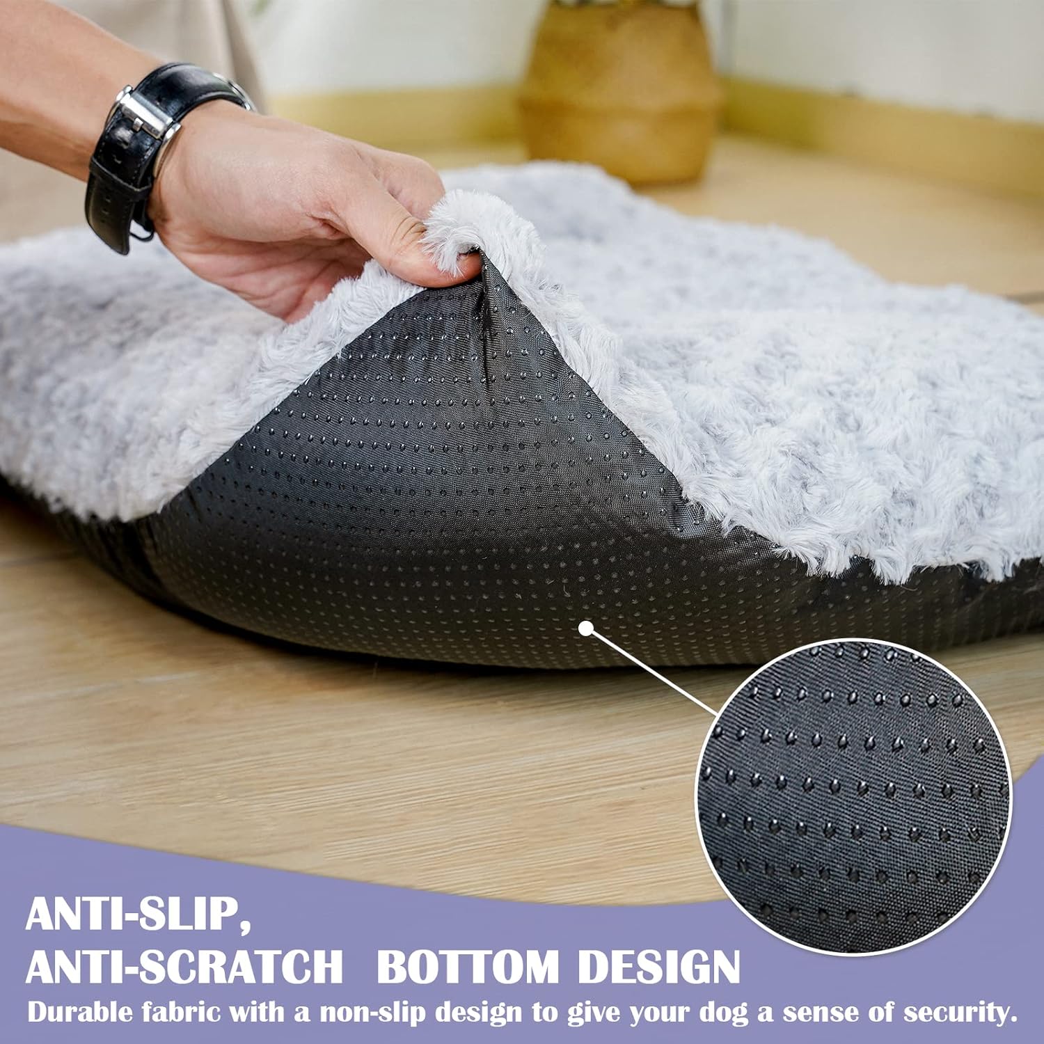 review Medium Washable Dog Bed Deluxe Fluffy Plush Dog Crate Pad，Dog Beds Made for Large, Medium, Small Dogs and Cats, Anti-Slip Dog Crate Bed for Sleeping and Anti Anxiety, 27