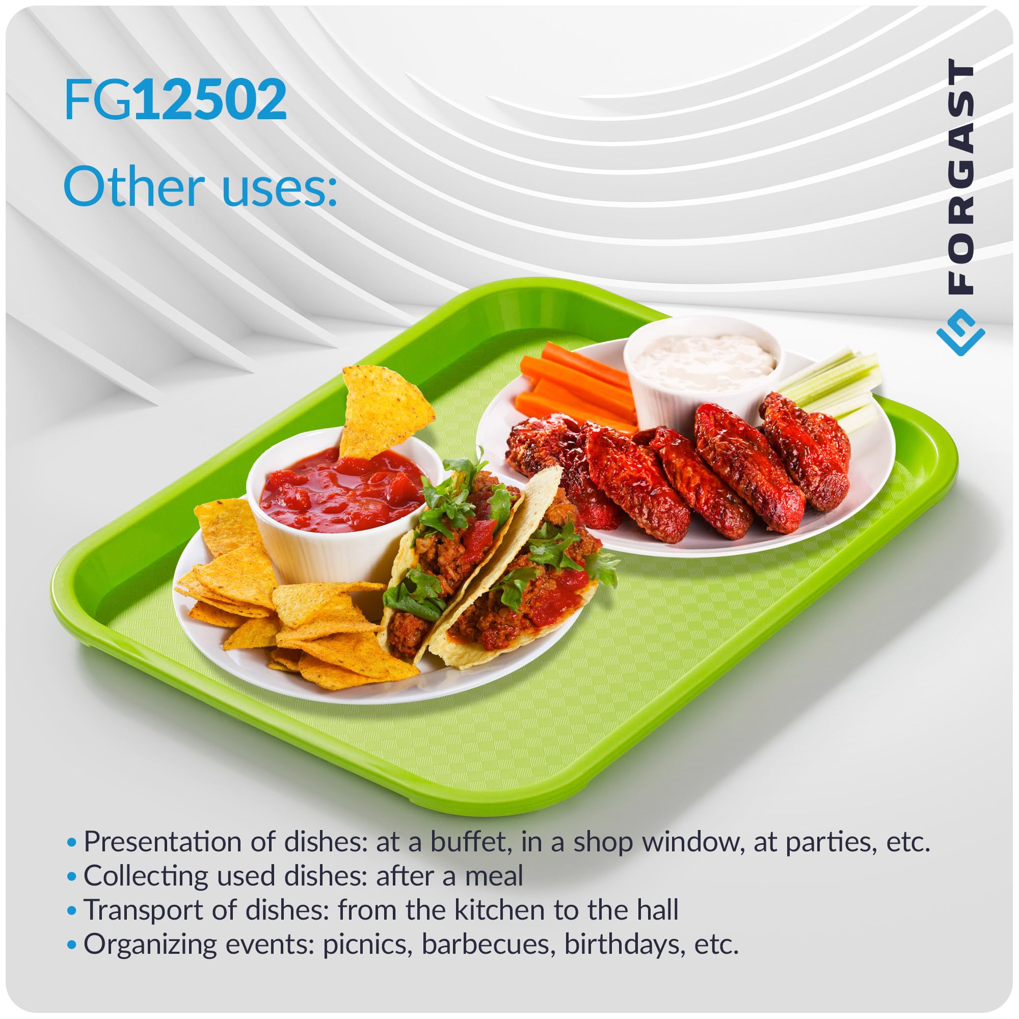 LEXININ Confezione da 5 vassoi rettangolari in plastica verde per fast food, 35 x 27 cm, per bevande, cucina, ristorante