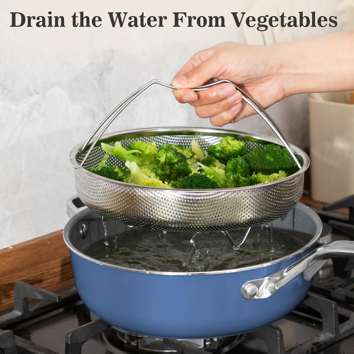 10-Inch Ceramic Non-Stick Cookware Set, 8-in-1 Multifunctional Cookware, Interior & Exterior Ceramic Coating, PFAS/PTFE/PFOA-Free, Compatible with All Stovetops， Oven-Safe up to 450°F