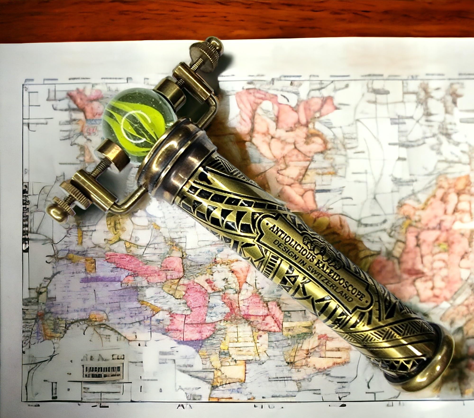 ANTIQLICIOUS Kaleidoscope Handmade Vintage Engraved Kaleidoscope With Changable front Piece, Brass, 13 x 9 x 3 cm - Image 3