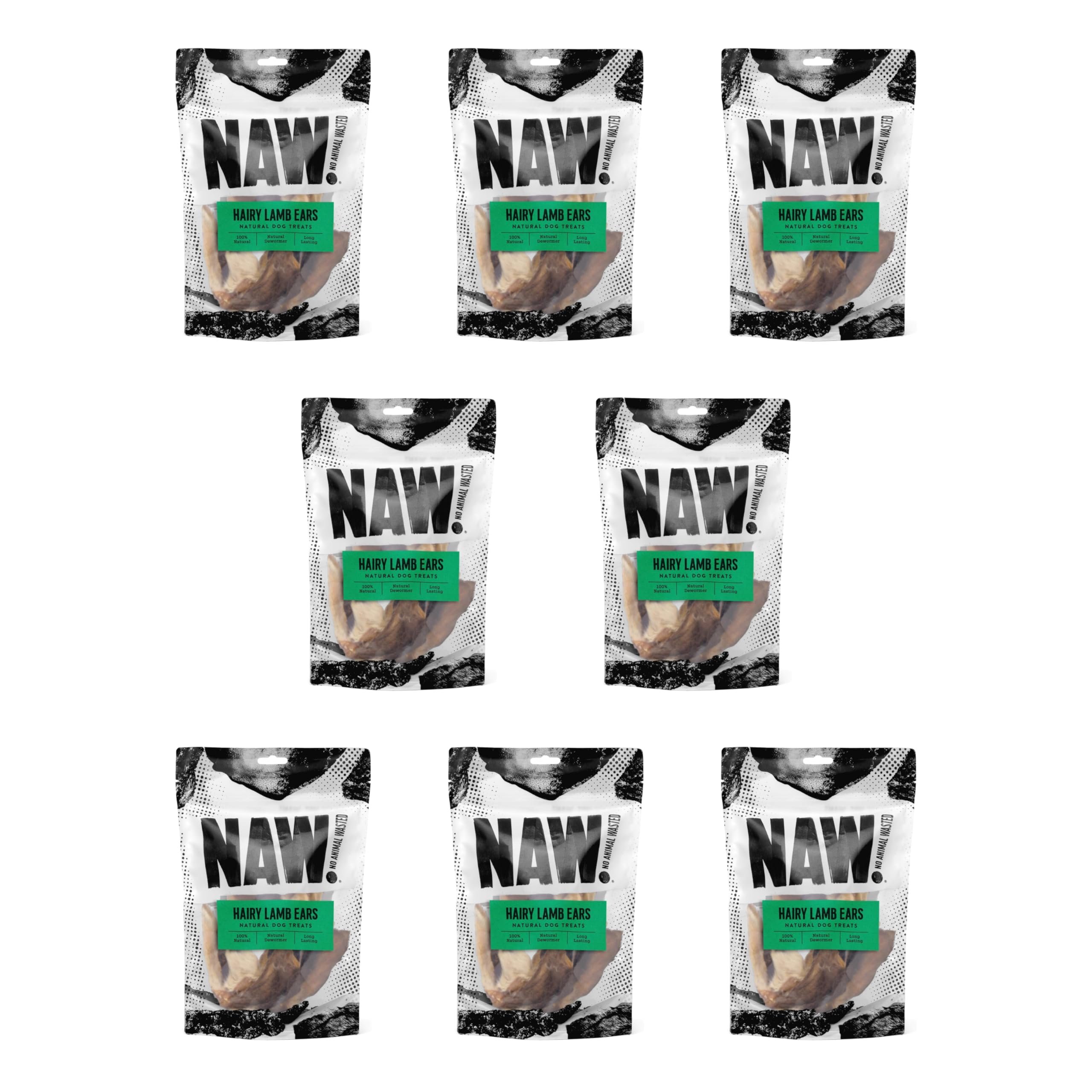 NAW | Lamb Ears with Hair | 800g | 8 Packs of 100g | Premium Dog Treats | Helps Support Healthy Dental Hygiene | 100% Lamb | A Leaner Source Of Protein