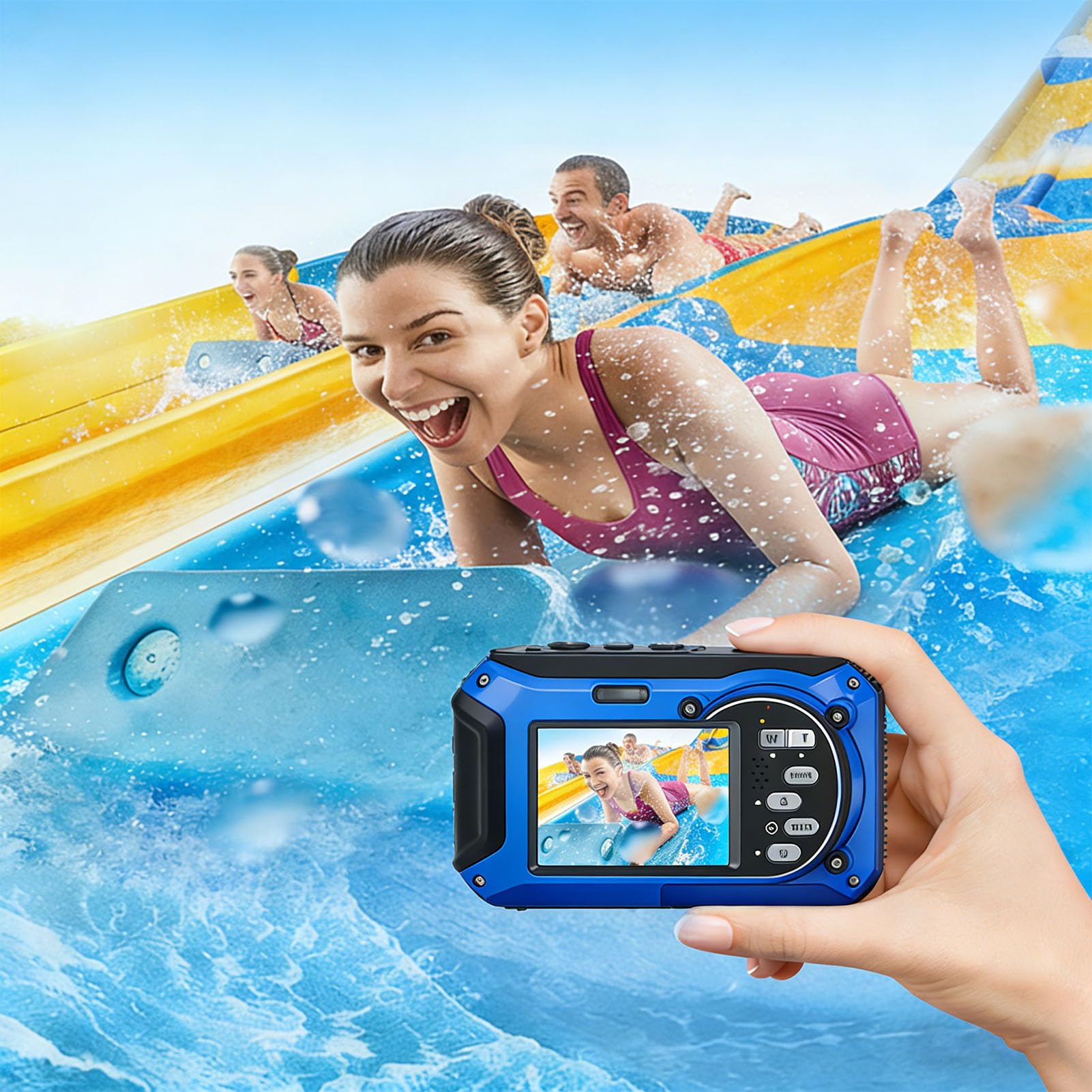 4K-Unterwasserkamera, 64-MP-Foto, 120 Minuten Betriebszeit, 128 GB Speicher, Vorder- und Rückbildschirm, ABS-Material, 16-Fach-Zoomkamera Zum Schnorcheln