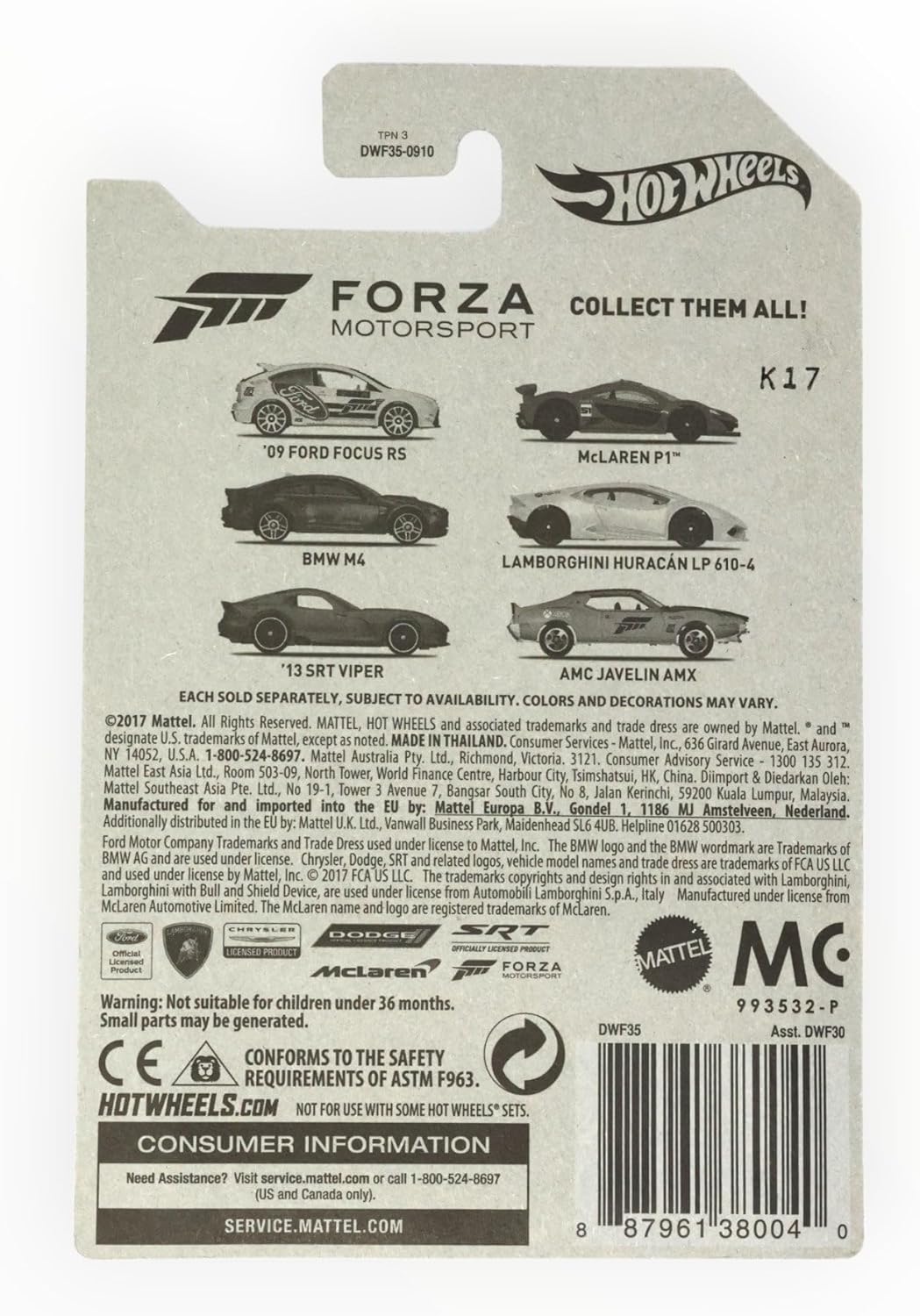 Hot Wheels 2017 Forza Motorsport Lamborghini Huracan LP 610-4 4/6, White