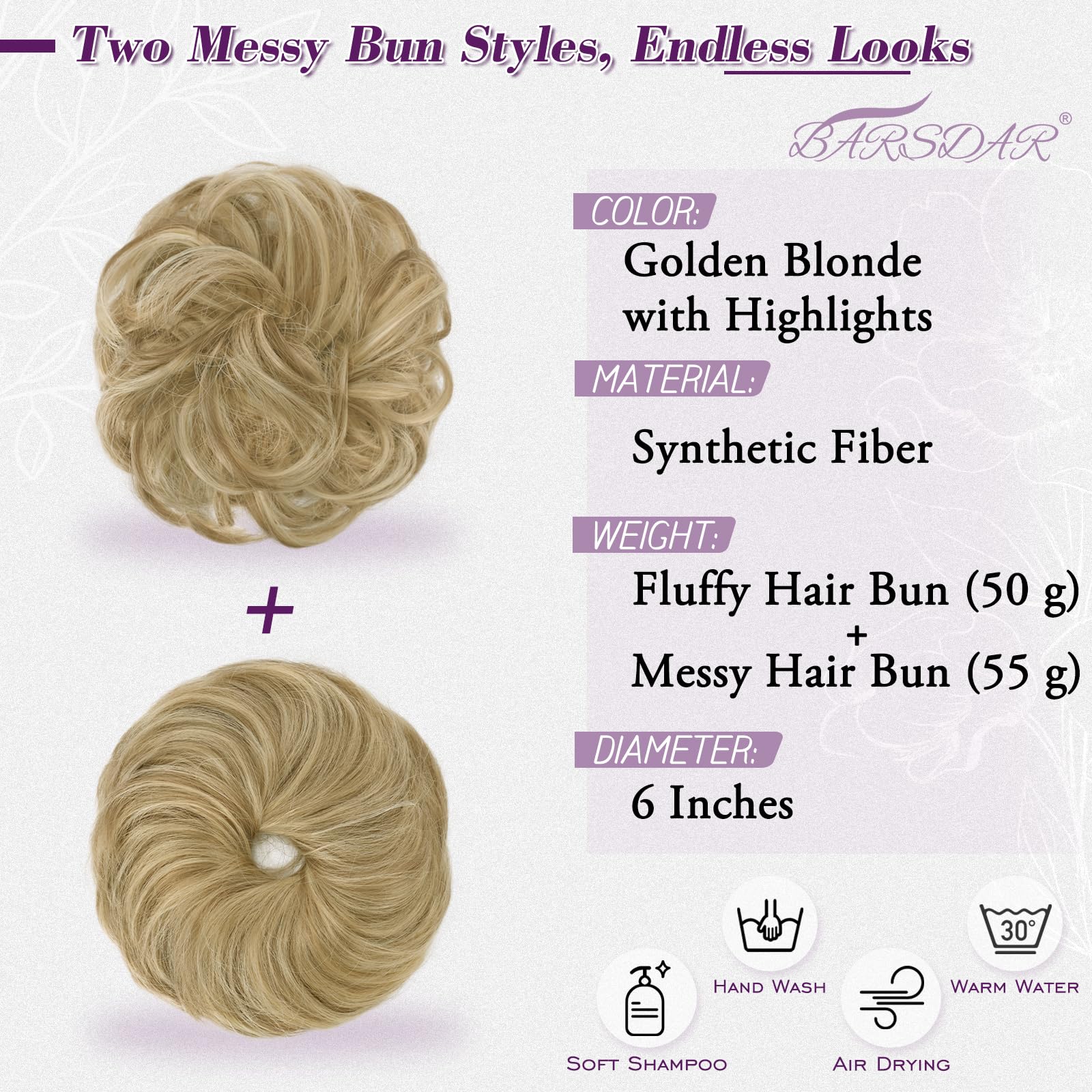BARSDAR 2 PCS Messy Bun Hair Pieces - Image 2