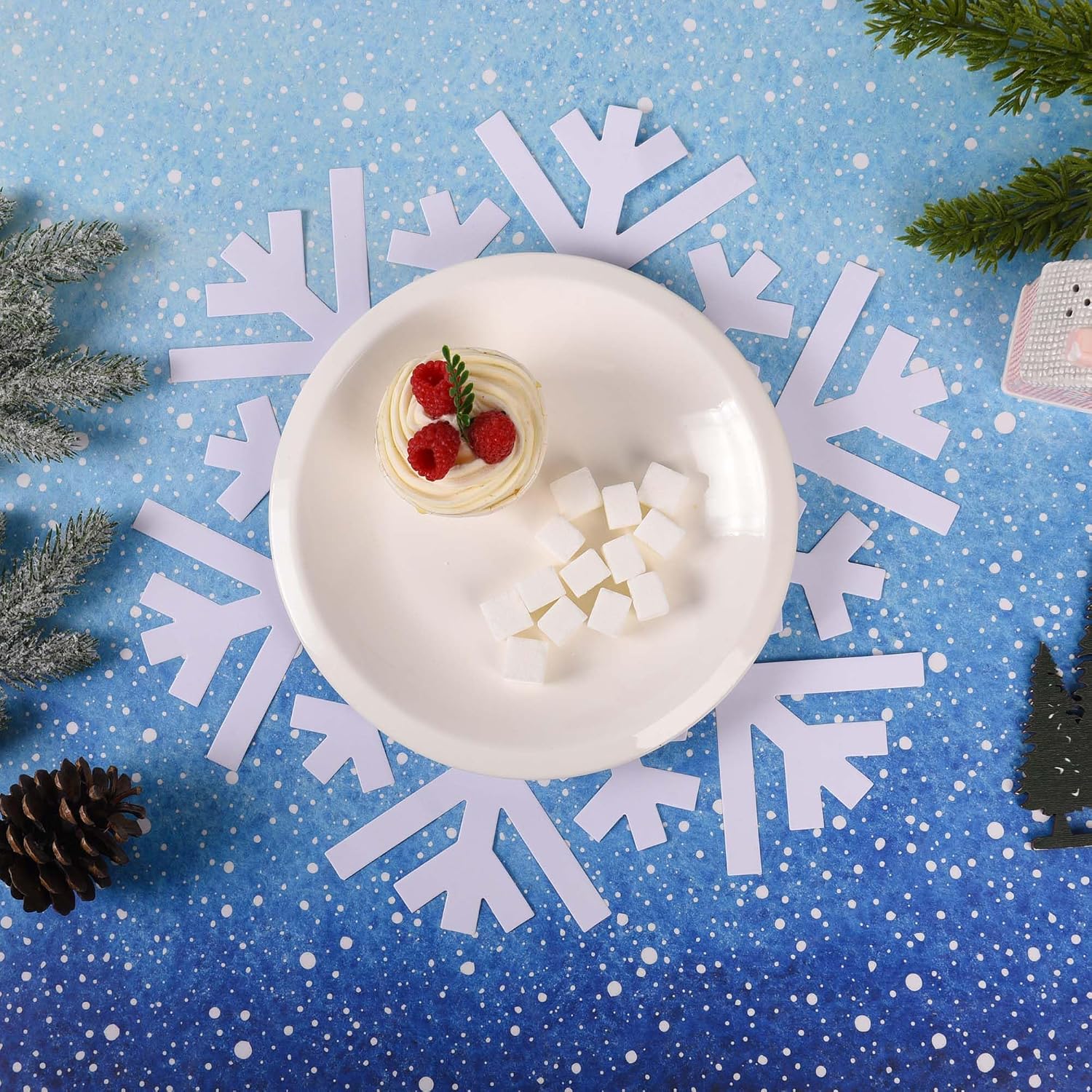 50Pcs Christmas Snowflake Placemats Winter Xmas Snowflakes Paper Cutouts image 4