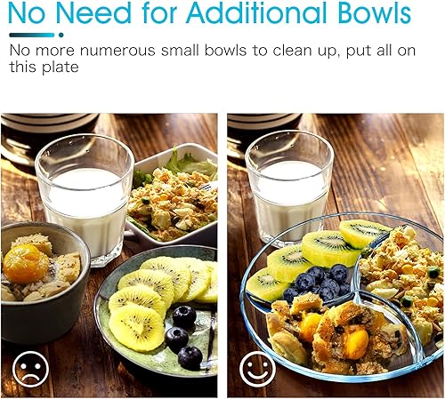 Miniatura 4 de NUTRIUPS Platos divididos duraderos de 10 pulgadas, 2 piezas, platos llanos divididos para adultos, dieta bariátrica apta para microondas y