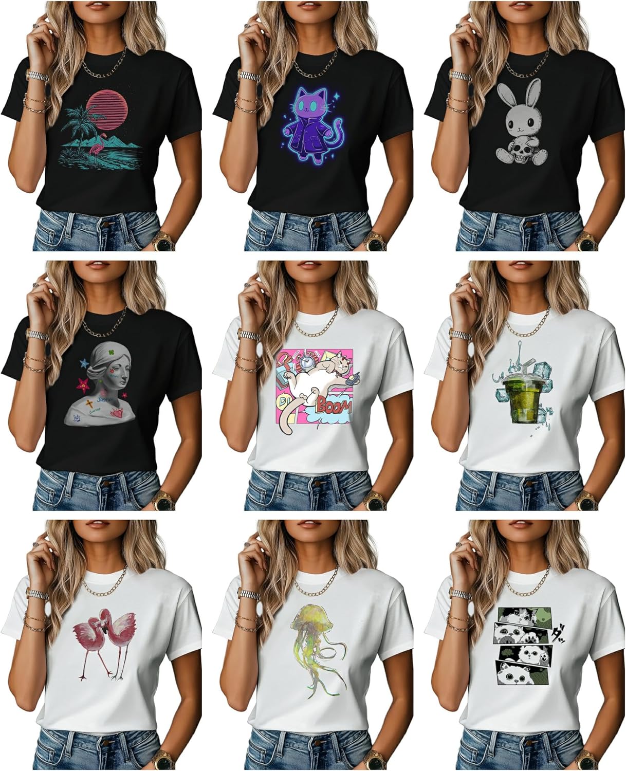 Summer Shirts for Women Trendy Cotton Crew Neck Casual Dress Outfits Oversized Vintage Work Comfy Shirt Y2K - Image 4