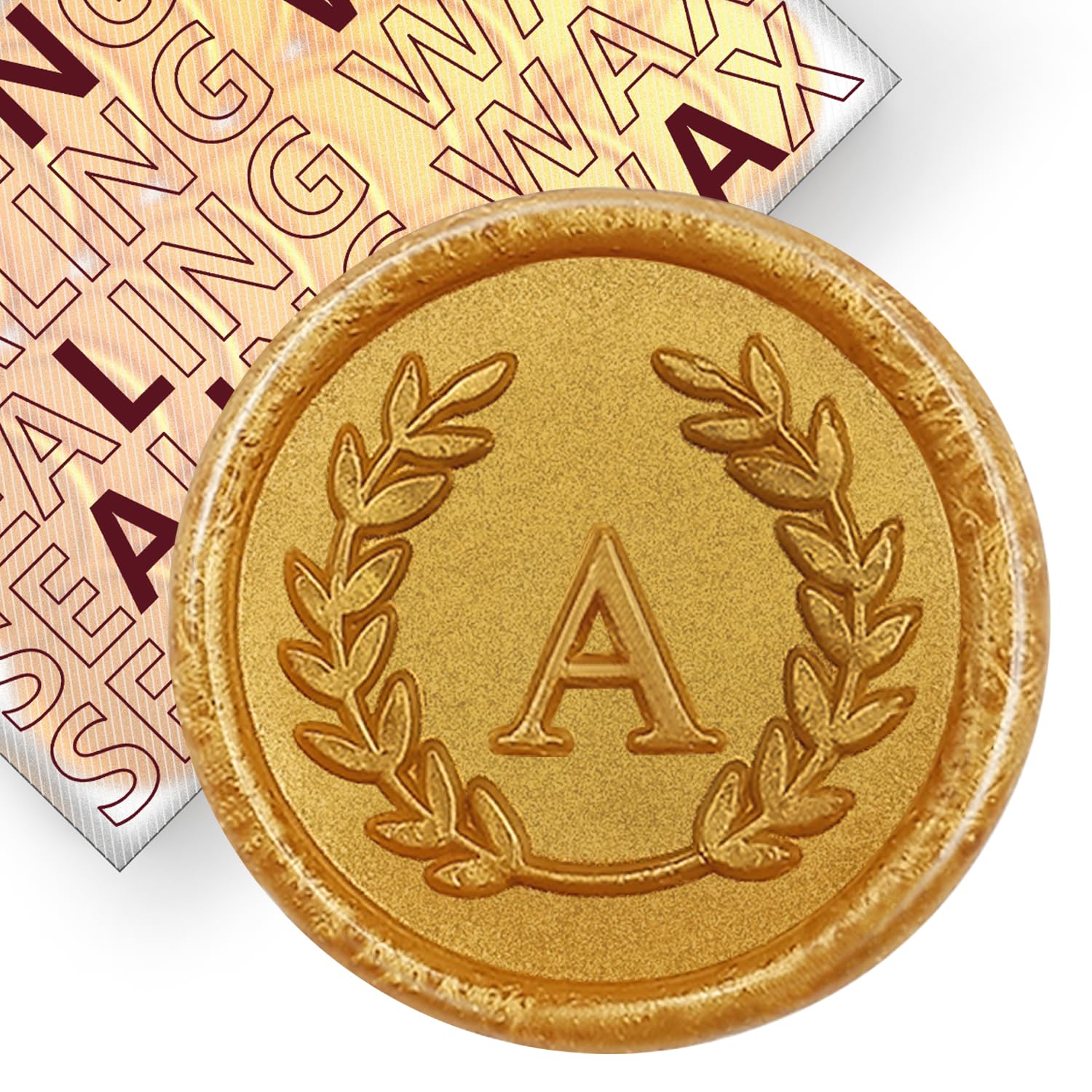 50Pcs Gold Letter A Adhesive Wax Seal Stickers, Hand-Made, No Need Seal Stamp, Tear and Use Wax Stickers for Wedding Invitations, Envelopes, Christmas Gift
