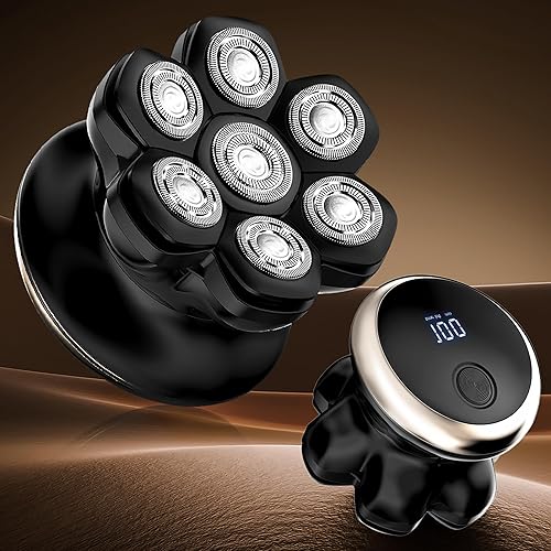 Miniatura 9 de 7D - Afeitadoras de cabeza para hombres calvos - Maquinillas de afeitar para hombre para afeitar, pantalla LED eléctrica, afeitadora de cabeza calva