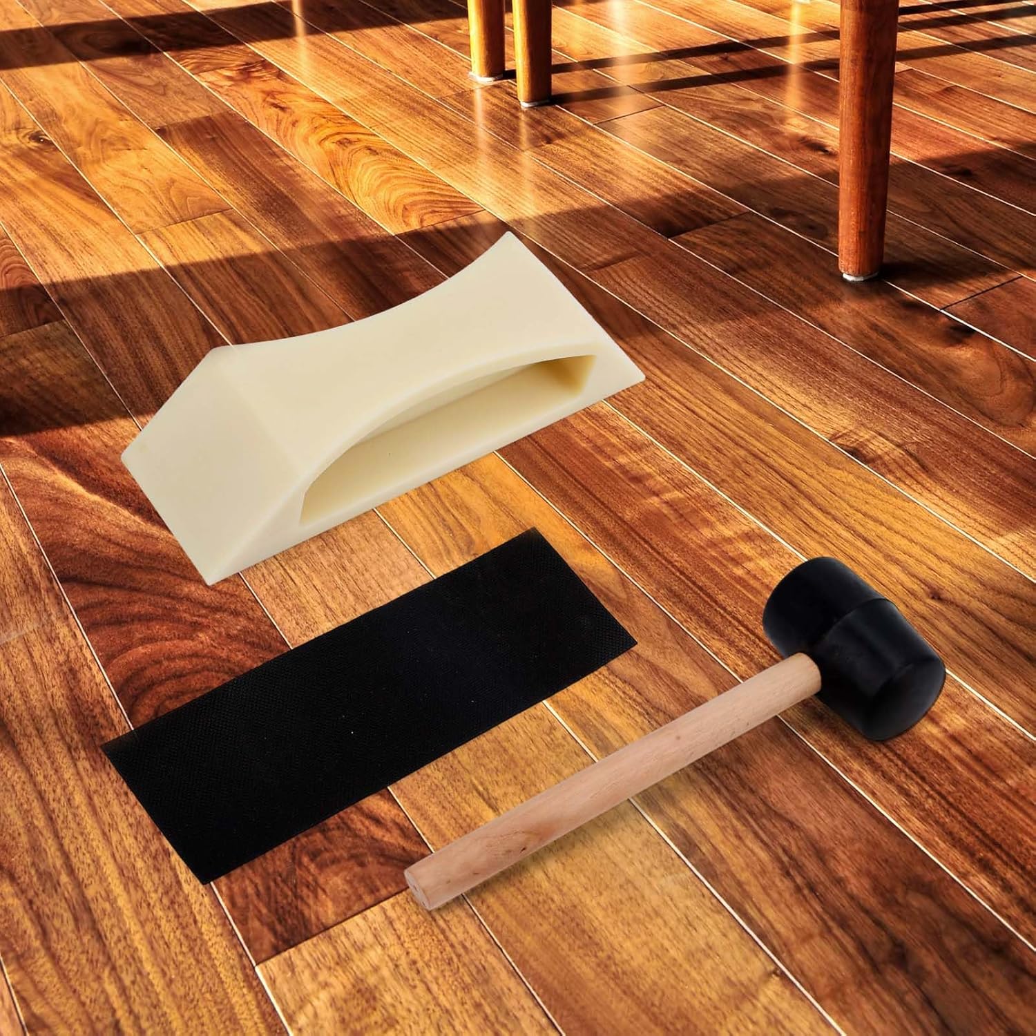 3 Pcs Floor Gap Fixer Tool Kit, LVP Installation Kit Trapezoidal Knock Block Hammer & Adhesive Backing for All Wood Surfaces Laminate Vinyl and Hardwood Flooring Tool Repair