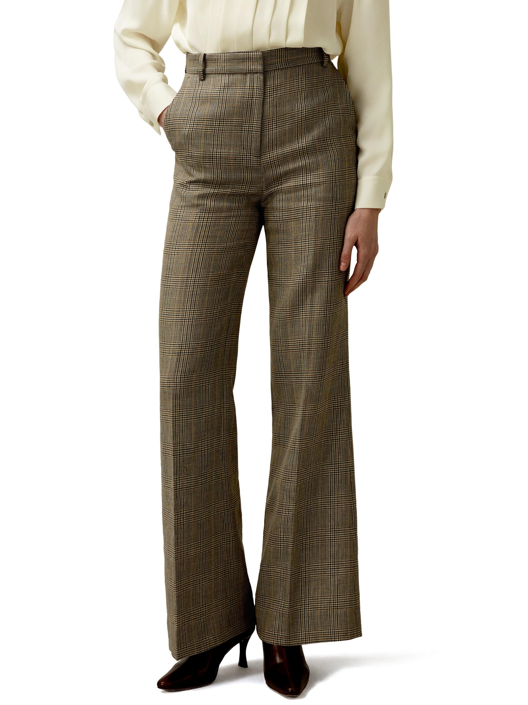 LilySilk Cropped Flare Silk Wool Trousers for Women Retro Rolled Hem Wide Leg Silk Pants Ladies Casual Fall