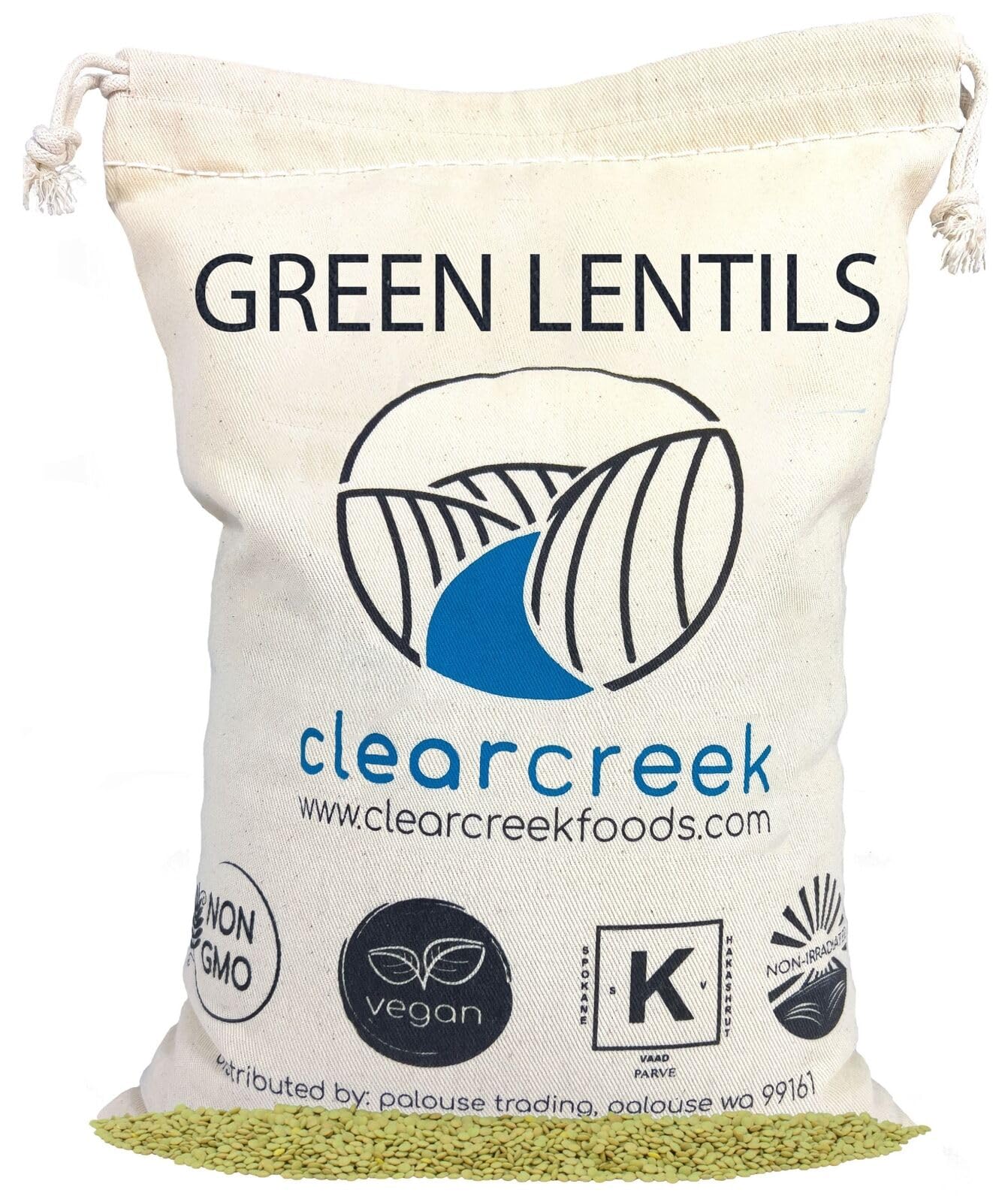 CLEAR CREEK Green Lentils | Project Non-GMO Verified | 4 lb | Vegan | Non-Irradiated (Will Sprout) | Kosher | Vegan