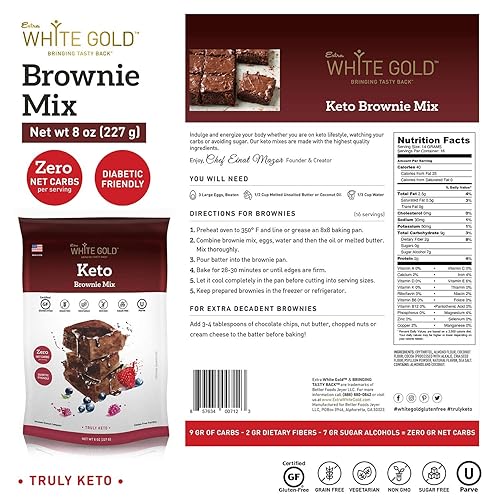 Vista 18 de Extra White Gold Mezcla baja en carbohidratos para panqueques y waffles, mezcla para hornear Keto, sin azúcar añadida, sin alcohol de azúcar, sin