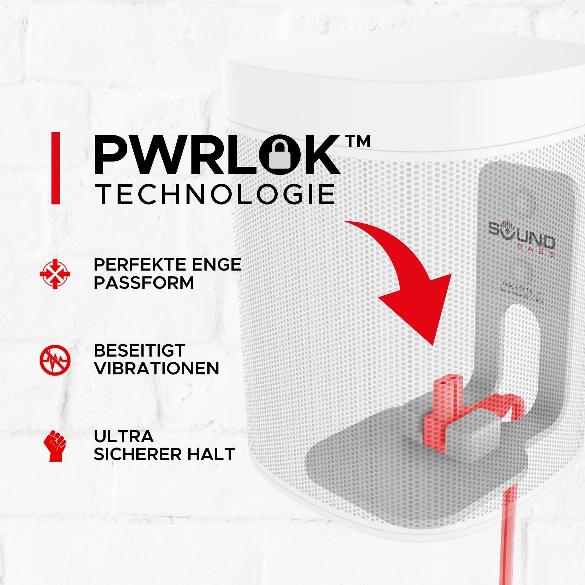 ONE, ONE Gen 2, ONE SL & Play:1 Wandhalterung, Doppelpack, weiß, kompatibel mit Sonos ONE, ONE Gen 2, ONE SL & PLAY1 Lautsprecher