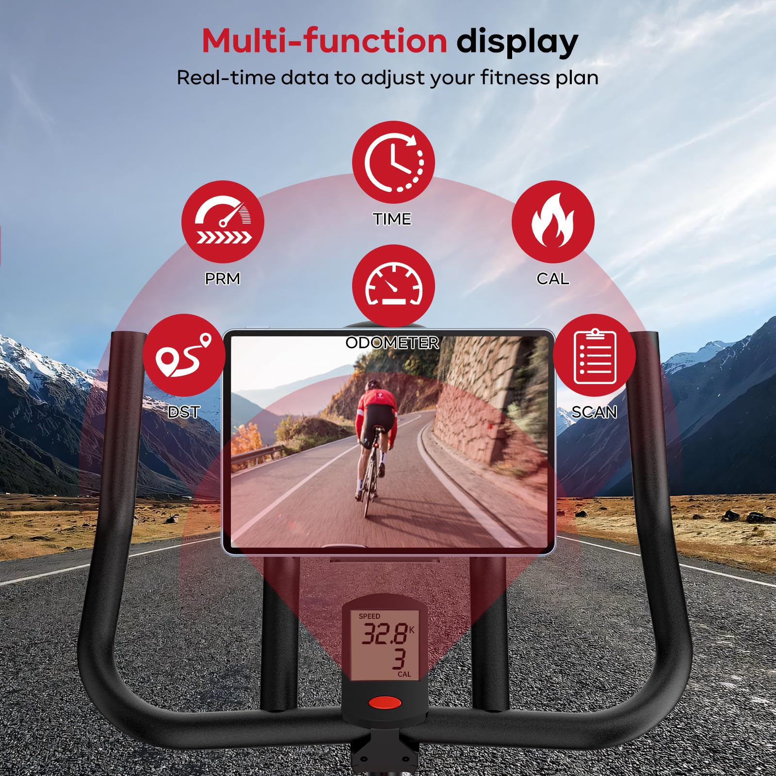 JOROTO Heimtrainer Fahrrad mit App & Bluetooth, leiser Magnetwiderstand | Indoor Cycling Bike mit bis 150kg, Hantelständer & Flaschenhalter, LCD-Display, Fitnessbike für Zuhause