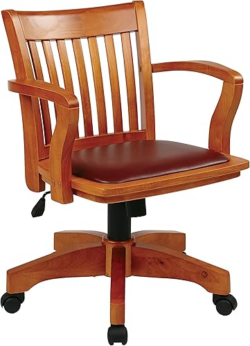 OSP Designs Silla de madera Deluxe, silla de escritorio con asiento de madera acolchado, madera de fruta, Madera