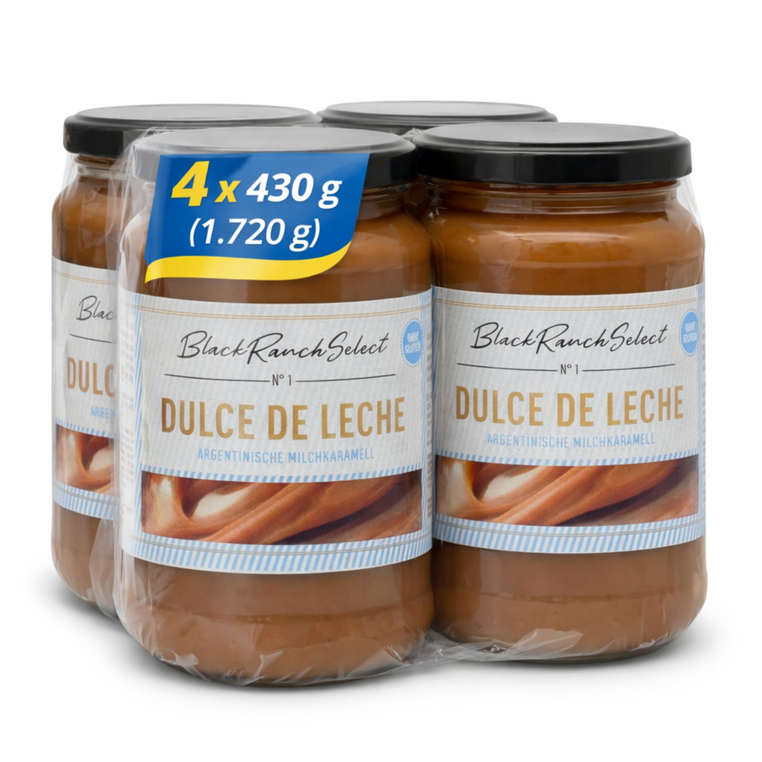 Black Ranch Dulce de Leche | Verschiedene Packgrößen | Argentinischer Milchkaramell-Aufstrich (4 x 430g)